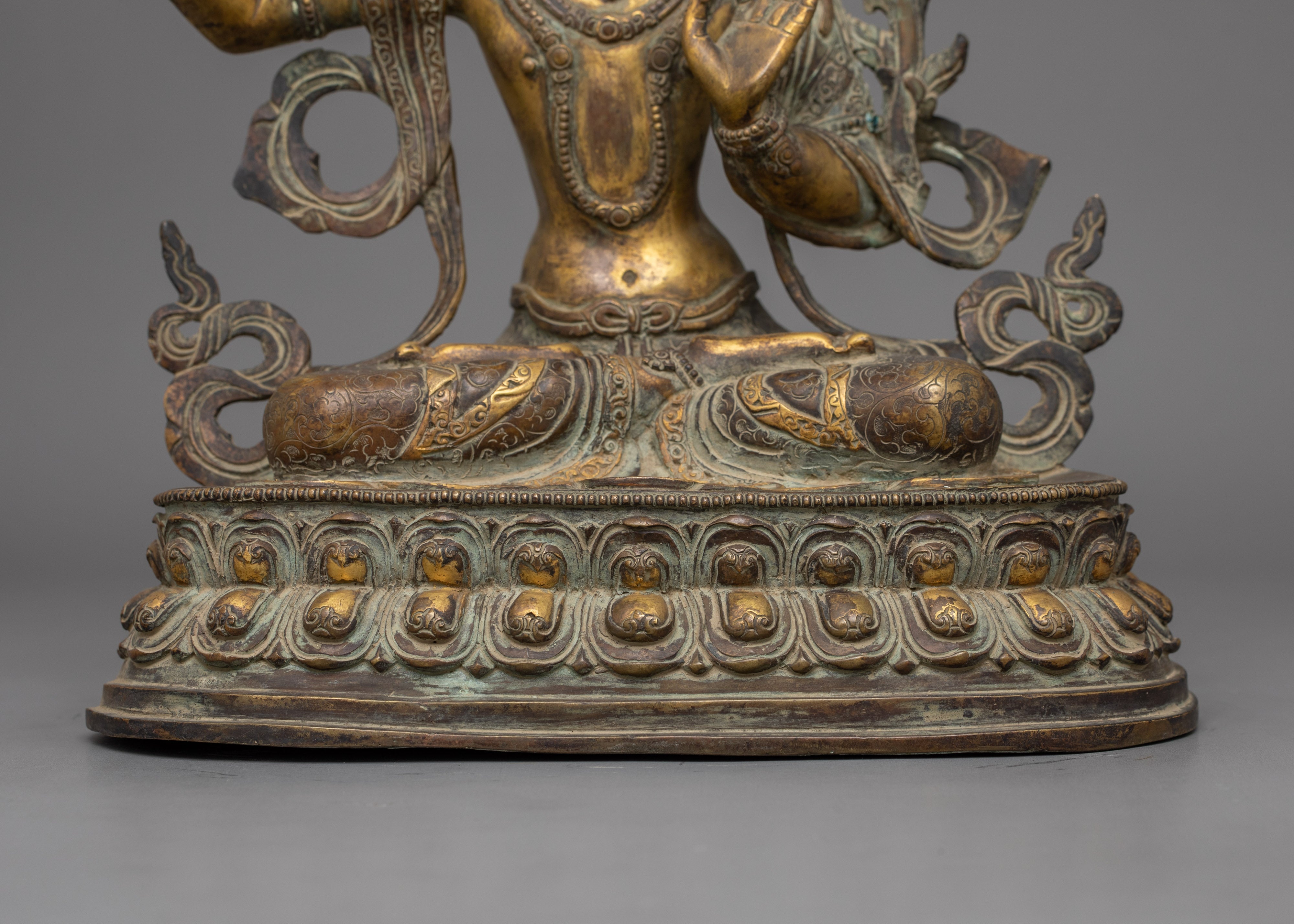 Handcrafted Antique Finish Manjushri Statue | Bodhisattva Wisdom Deity