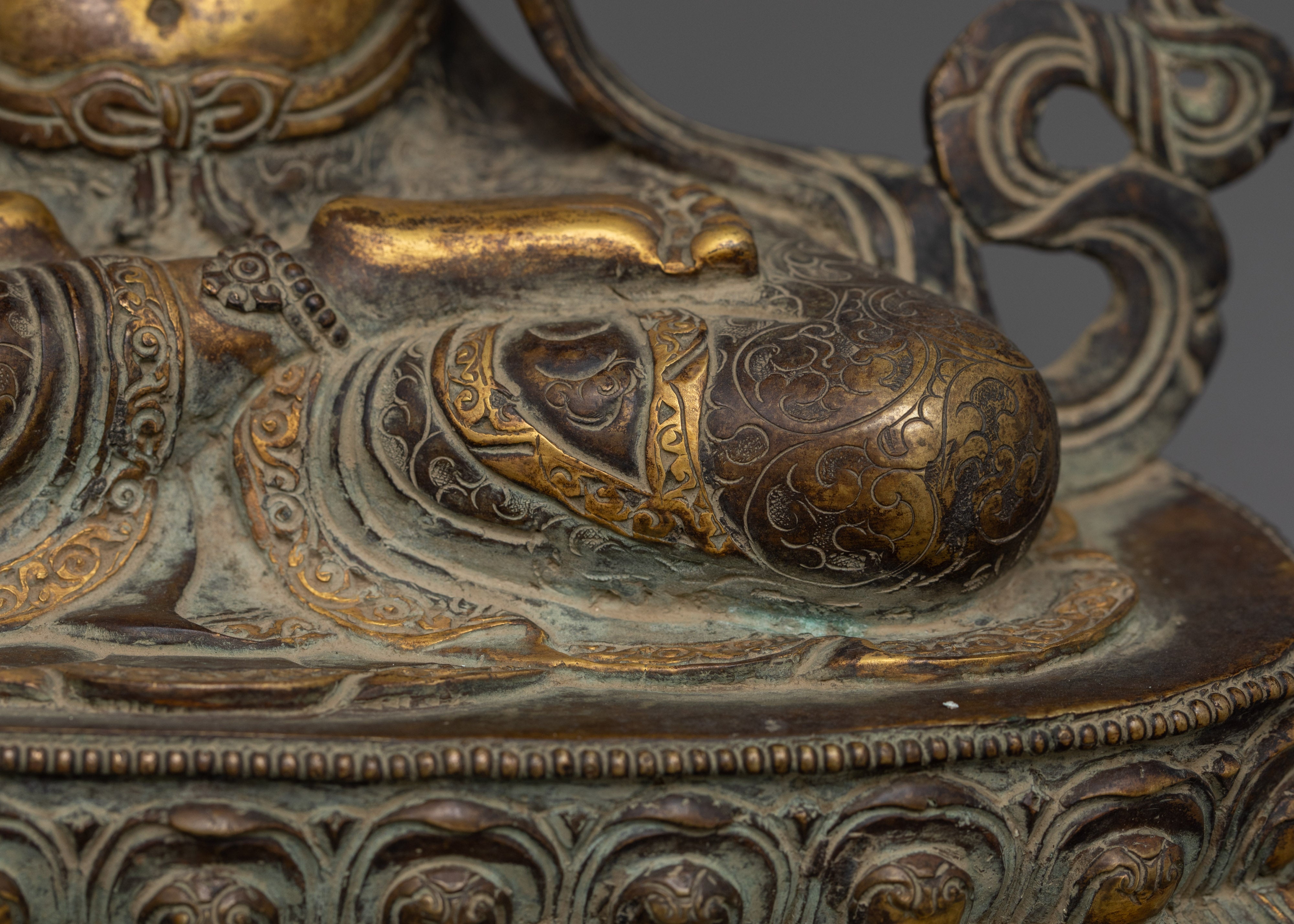 Handcrafted Antique Finish Manjushri Statue | Bodhisattva Wisdom Deity