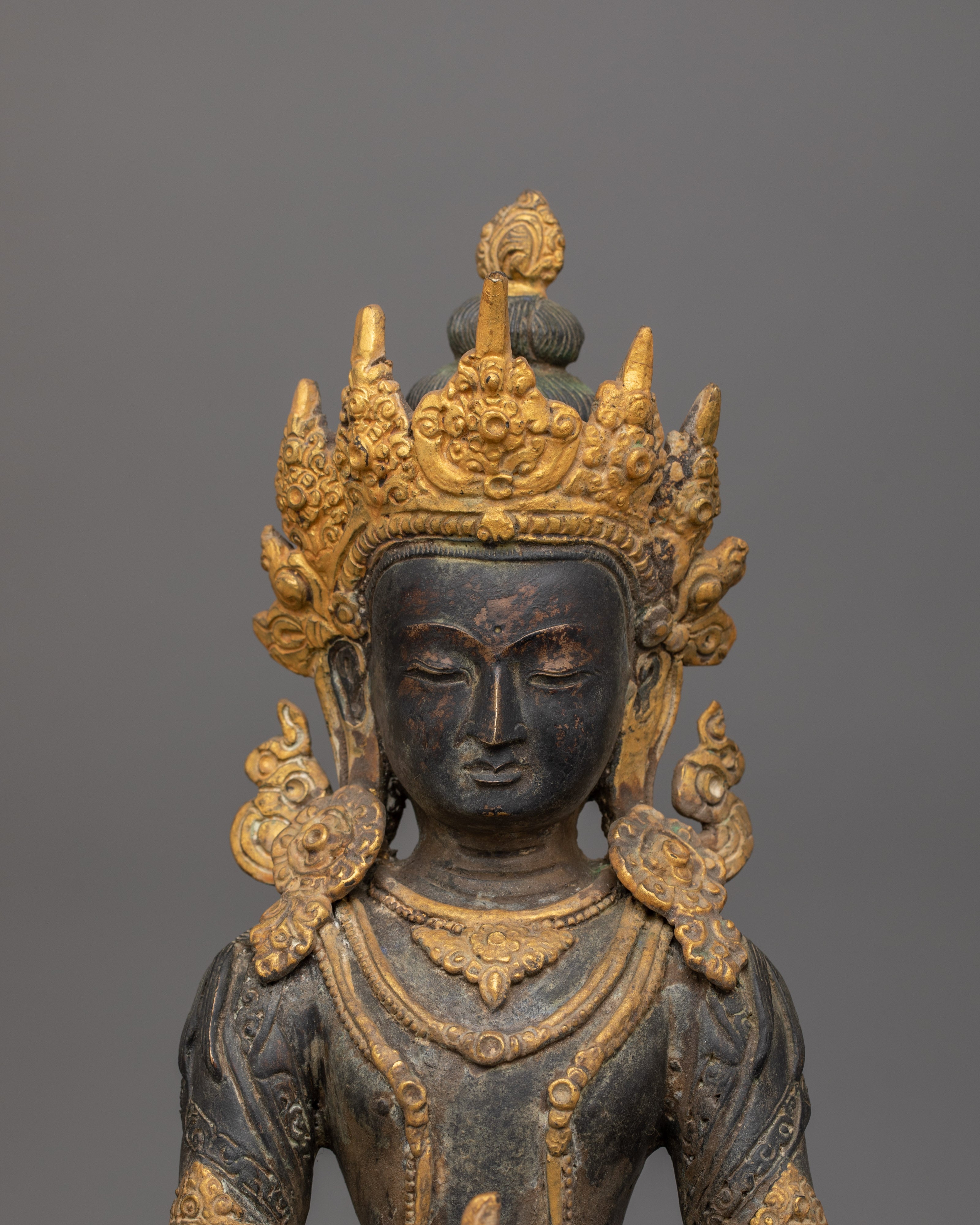 Himalayan Treasure Amitayus Statue | Antique Finish Sculpture