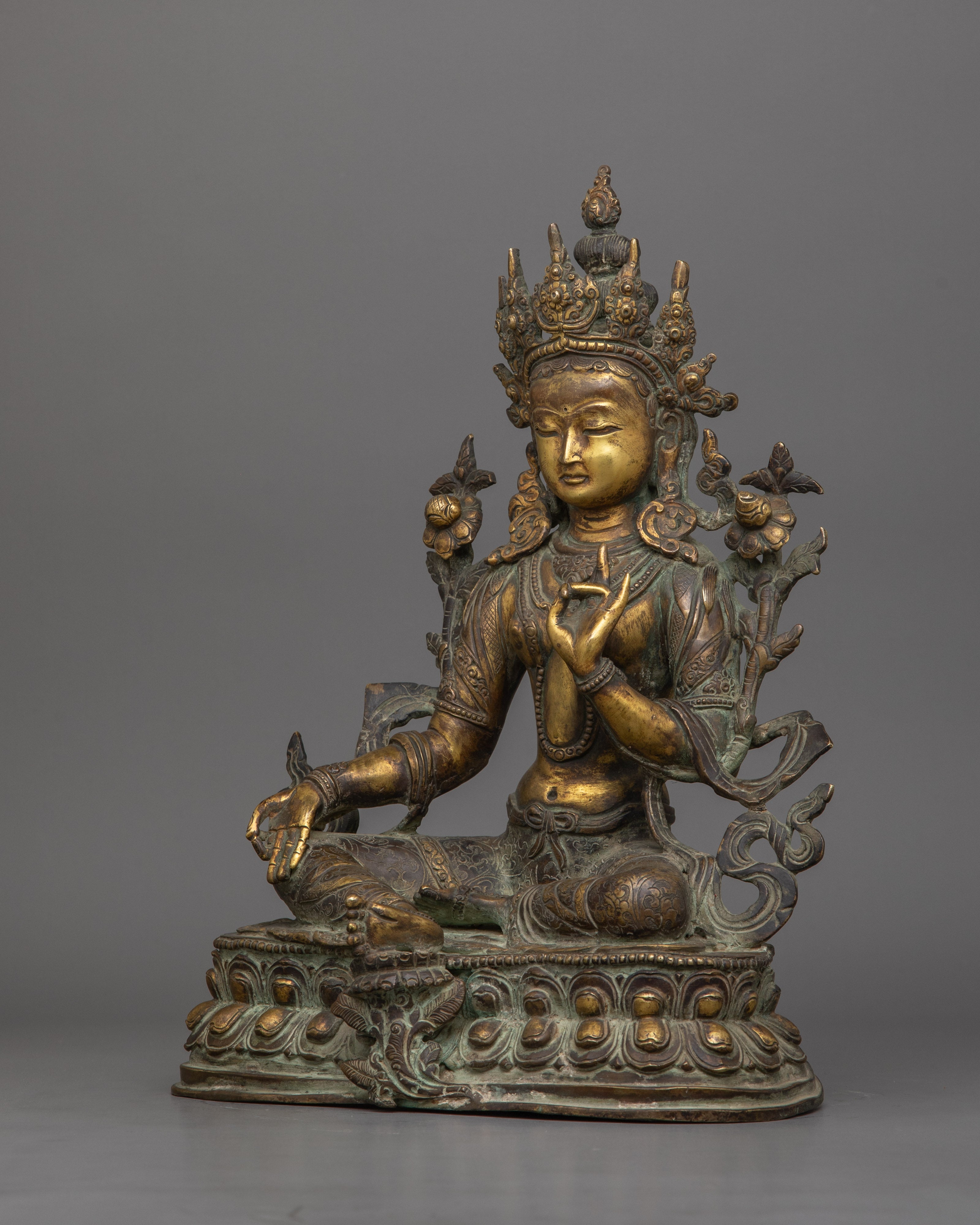 Antique finish Syamatara Statue | Also Known as Green Tara