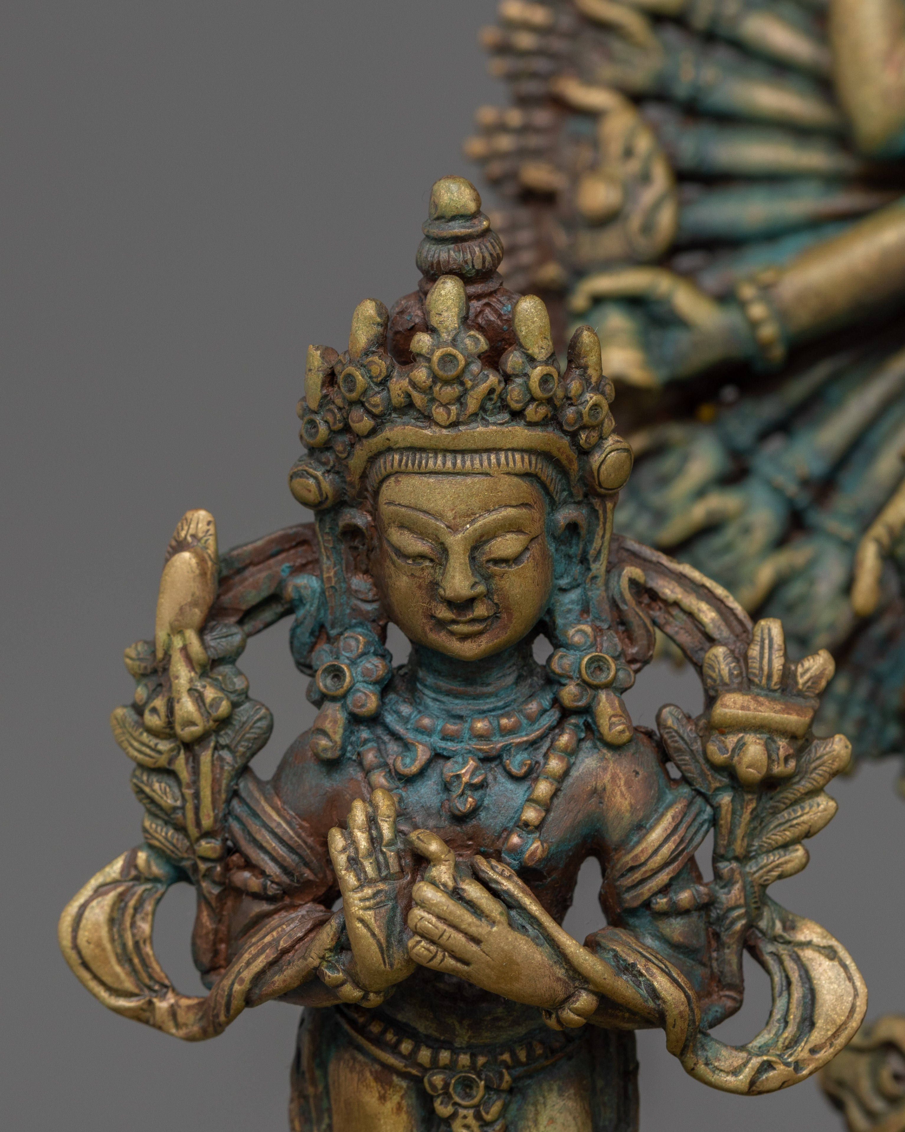 15.4 Inch 1000 Armed Chenrezig Statue | Antique Finish Sculpture