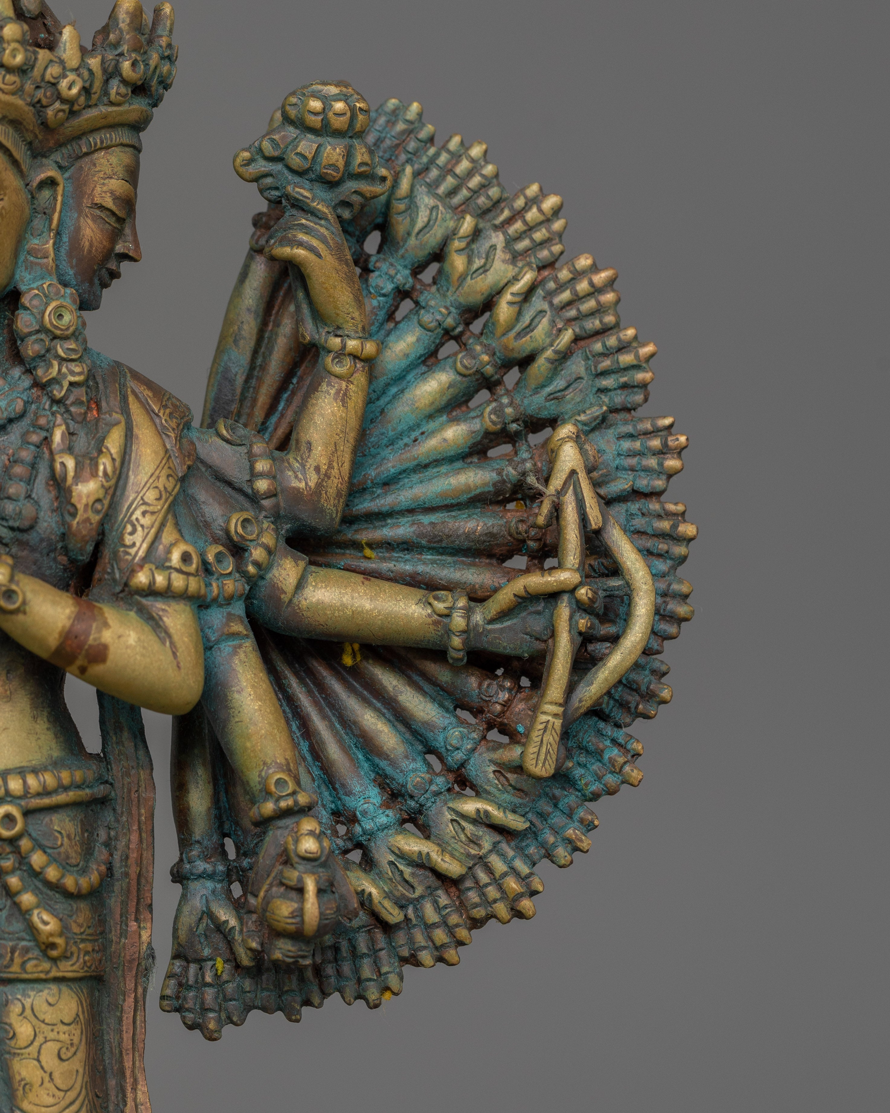 15.4 Inch 1000 Armed Chenrezig Statue | Antique Finish Sculpture
