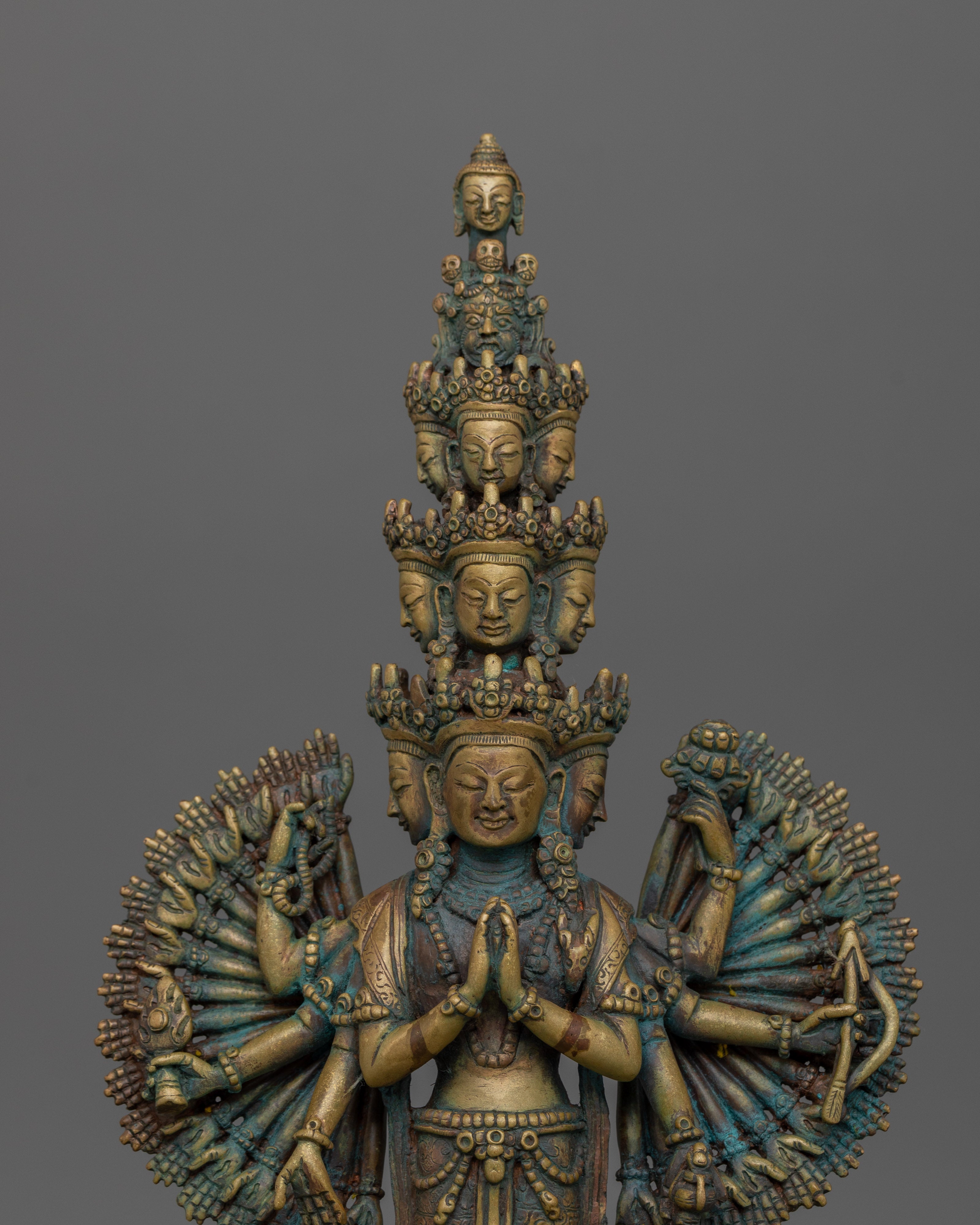 15.4 Inch 1000 Armed Chenrezig Statue | Antique Finish Sculpture