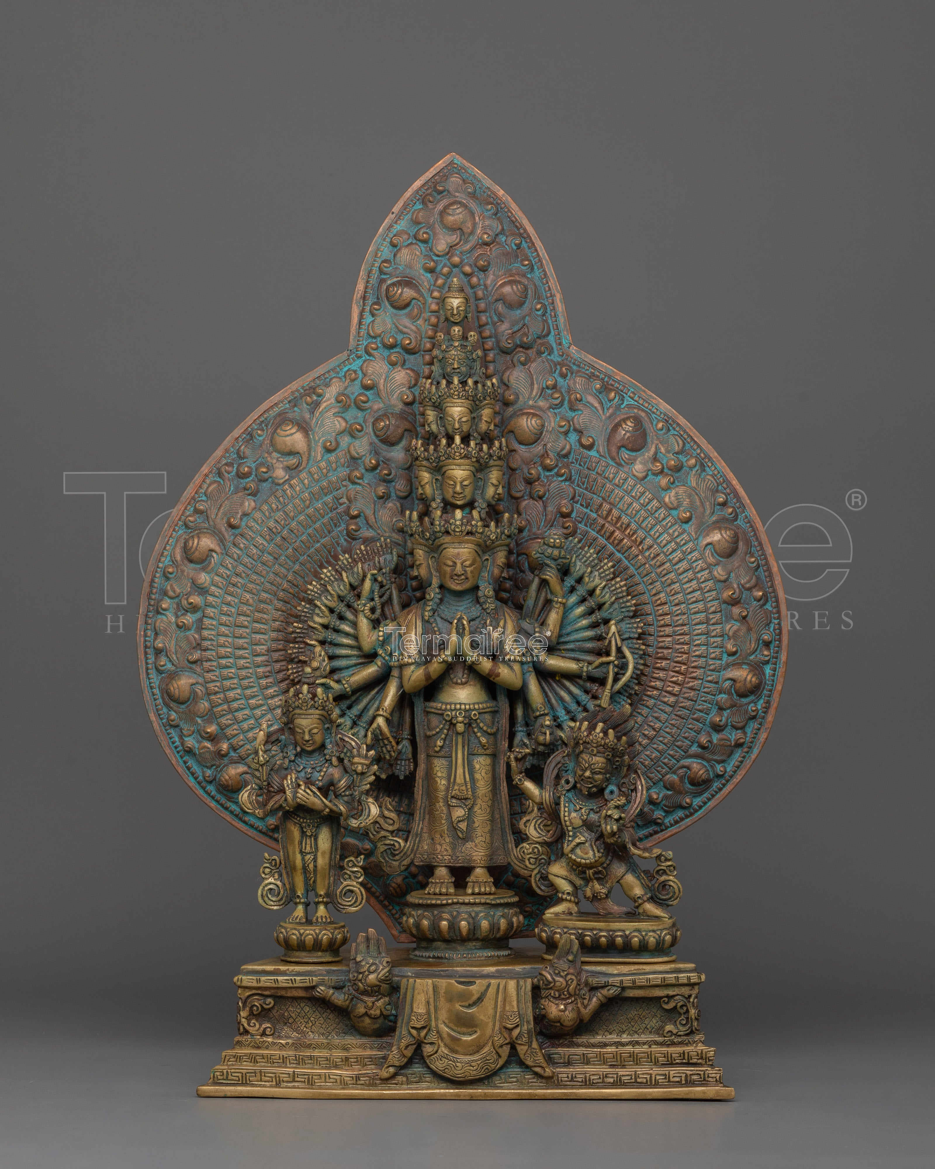 15.4 Inch 1000 Armed Chenrezig Statue | Antique Finish Sculpture