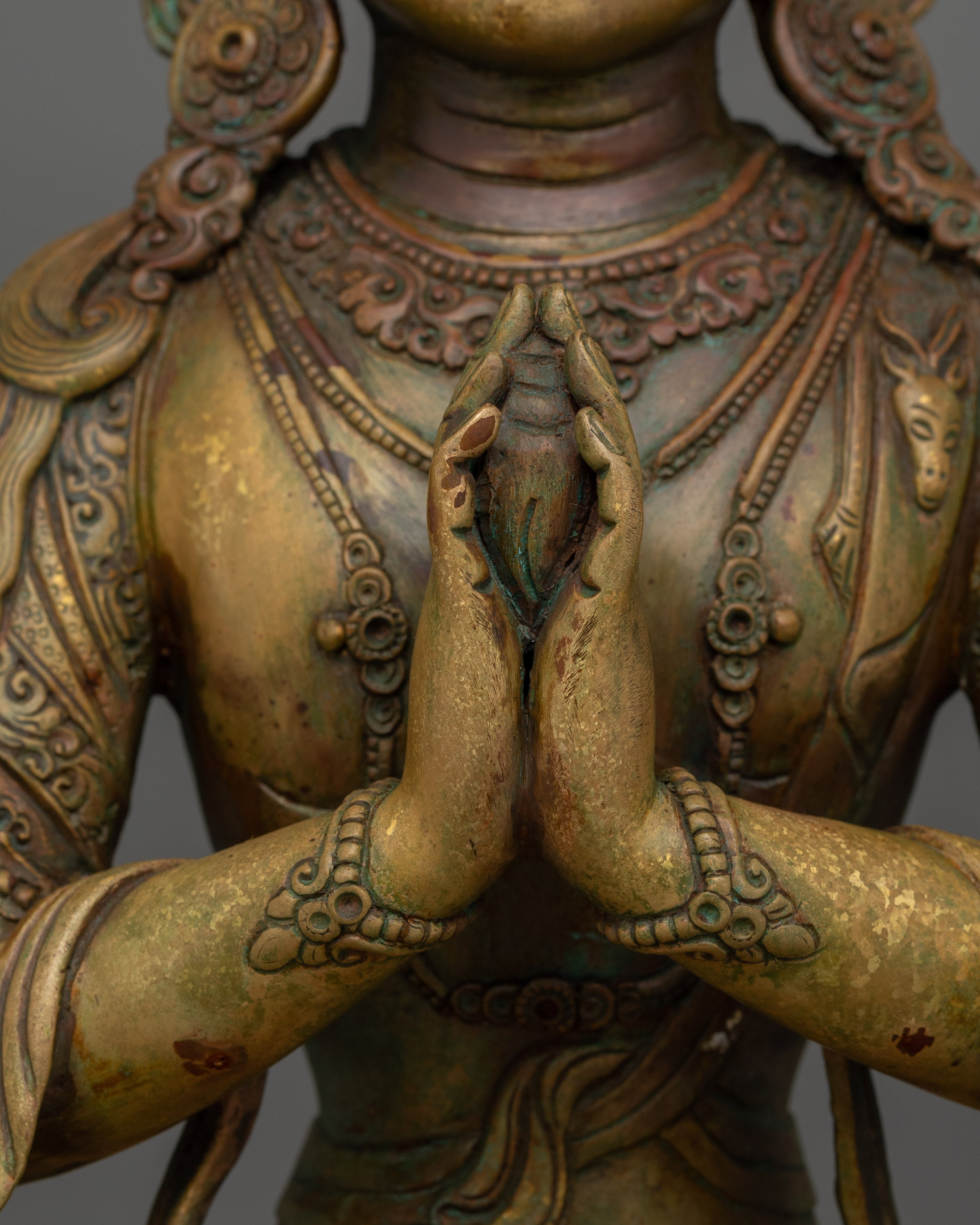 Antique Finish 4 Armed Chenrezig Statue | Helping Goddess Sculpture