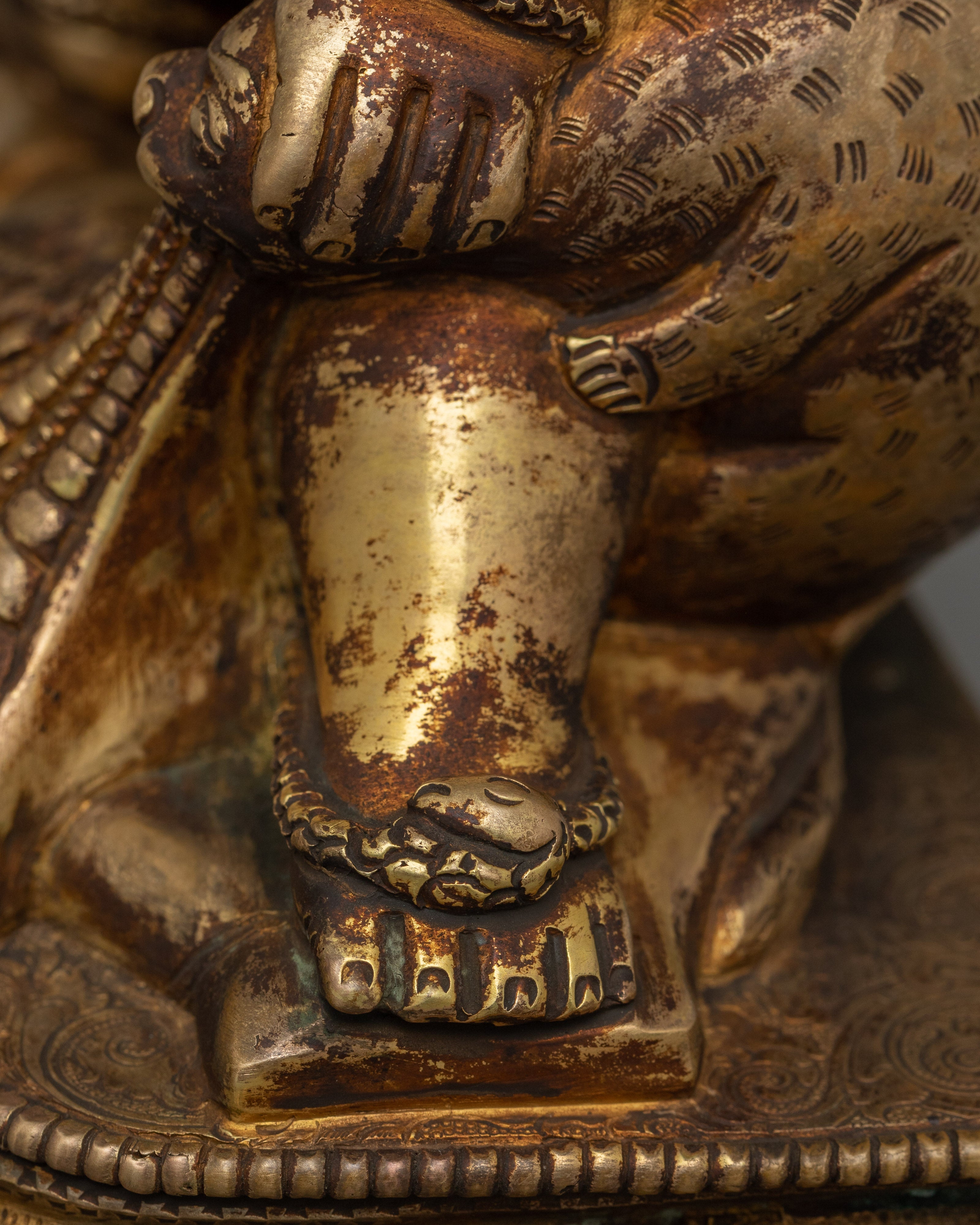 Handcrafted Black Dzambhala Statue | 24K Gold Gilded Artwork