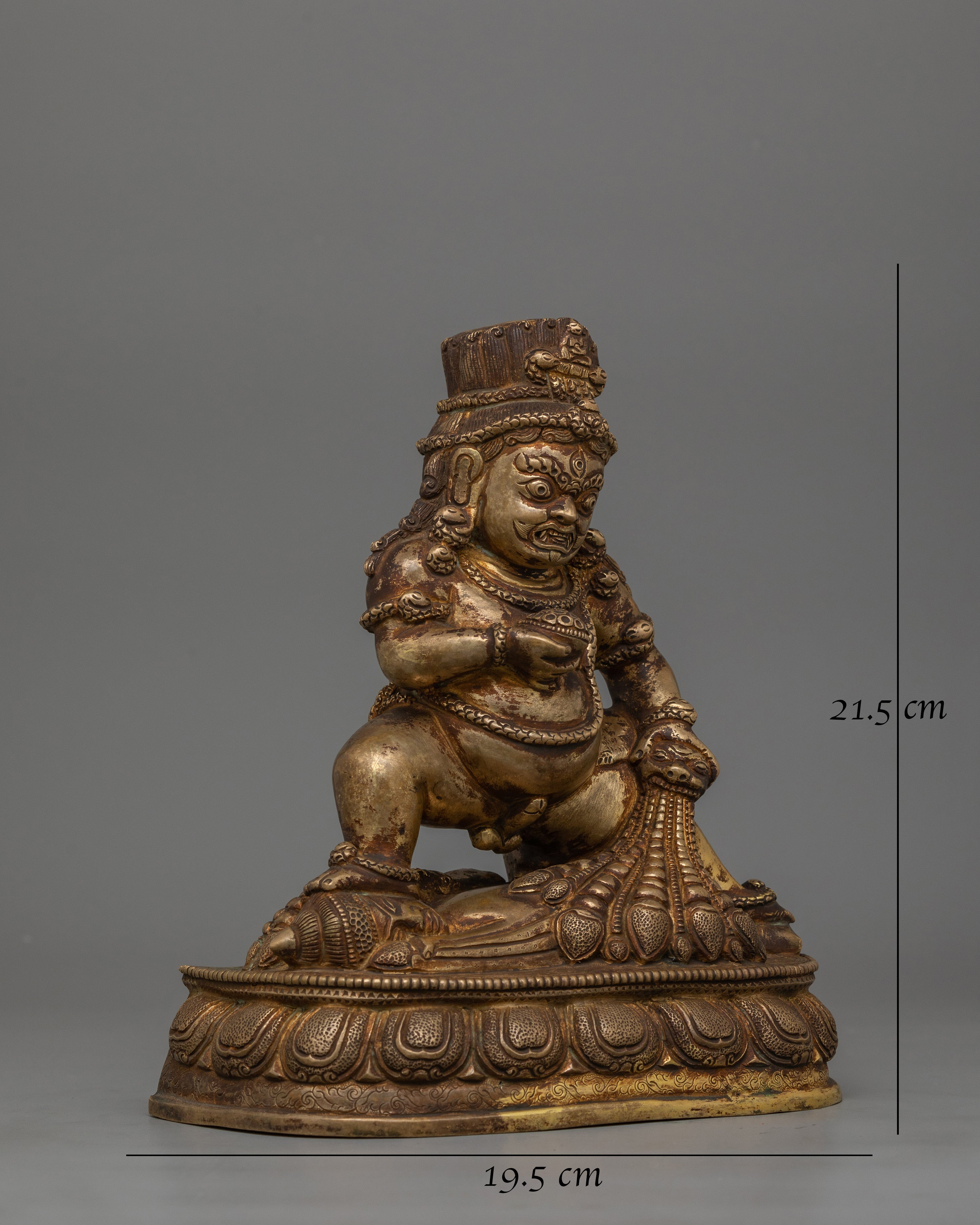 Handcrafted Black Dzambhala Statue | 24K Gold Gilded Artwork