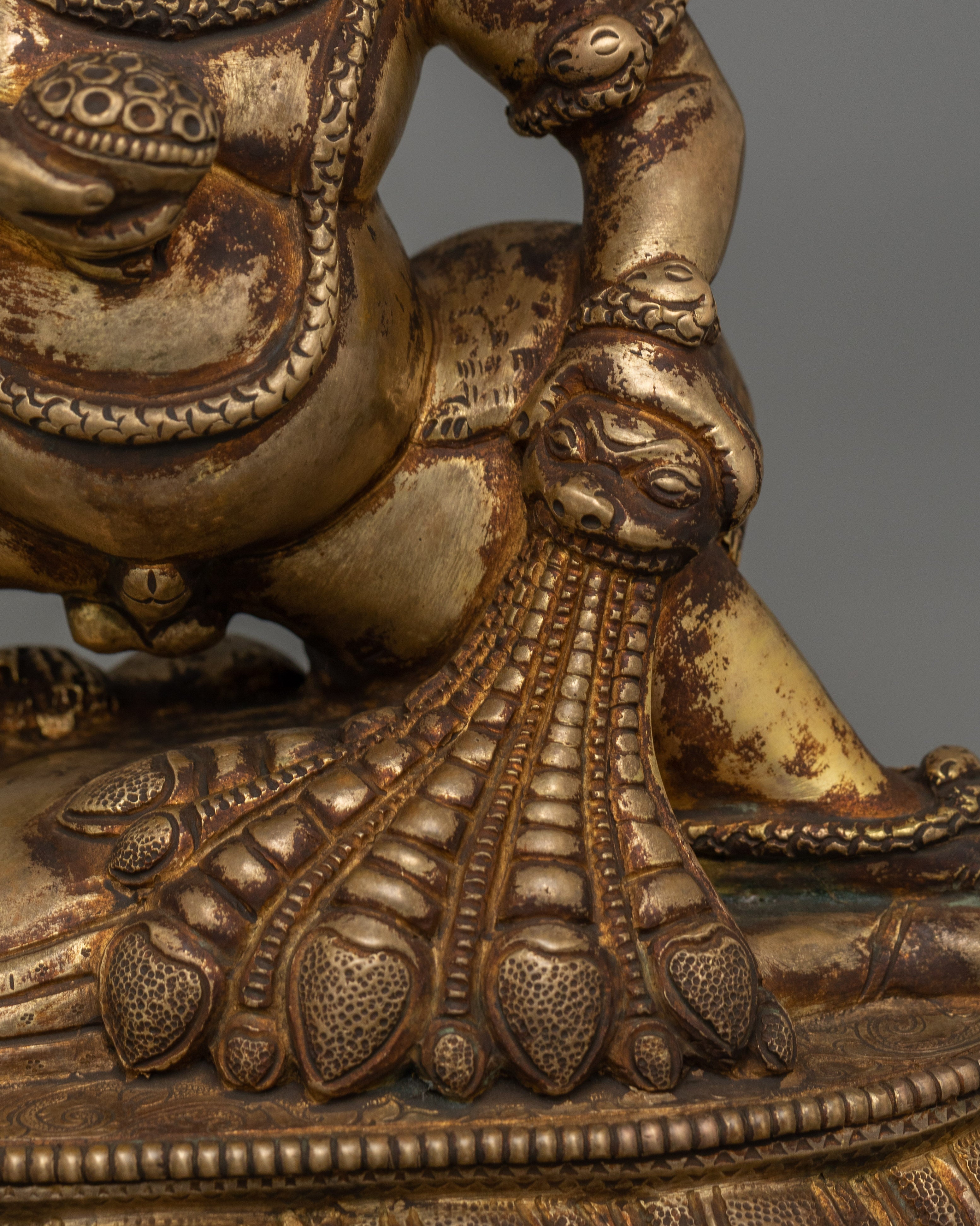 Handcrafted Black Dzambhala Statue | 24K Gold Gilded Artwork