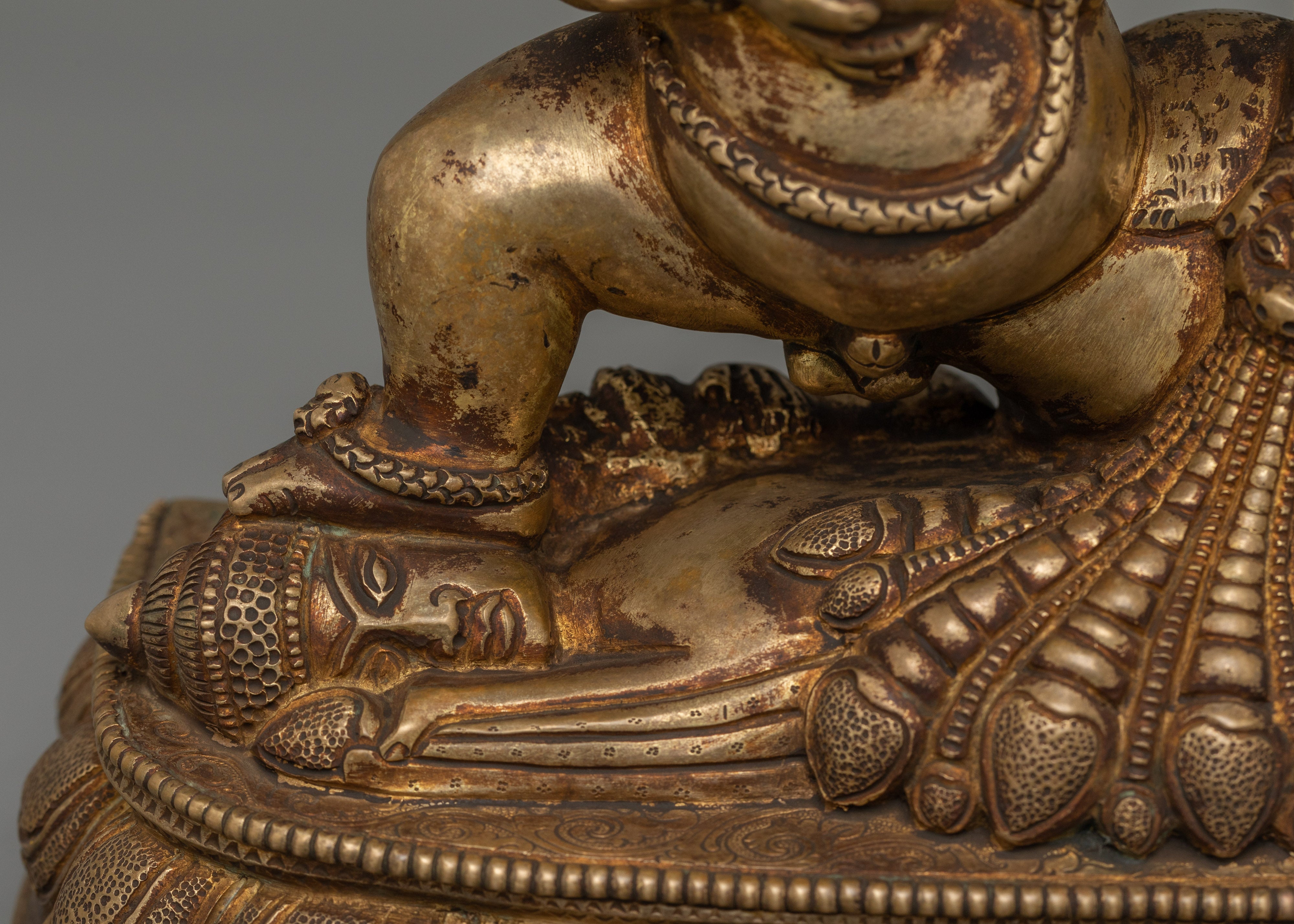 Handcrafted Black Dzambhala Statue | 24K Gold Gilded Artwork