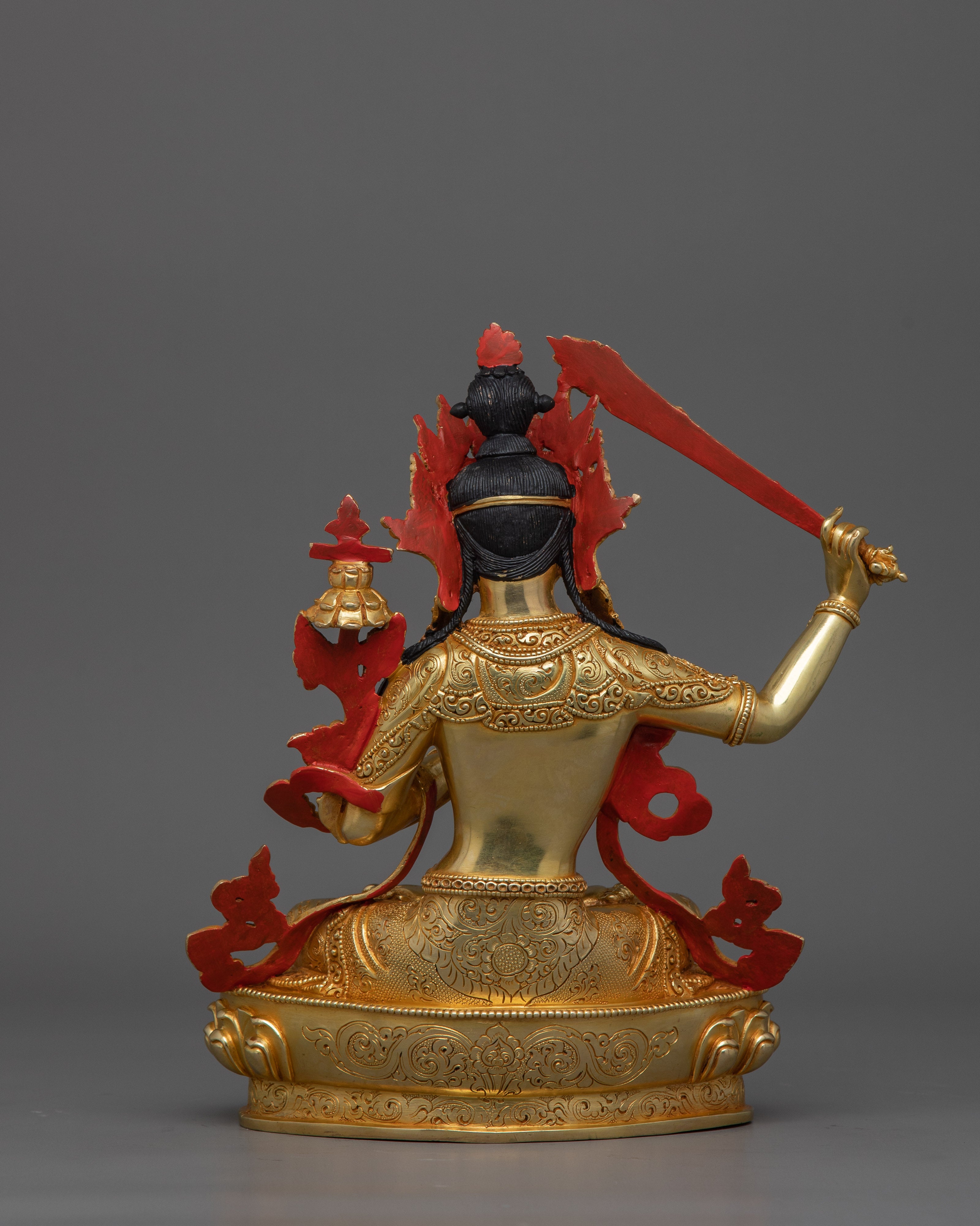 Handcrafted Gold Gilded Manjushri Goddess Statue | Symbol of Wisdom
