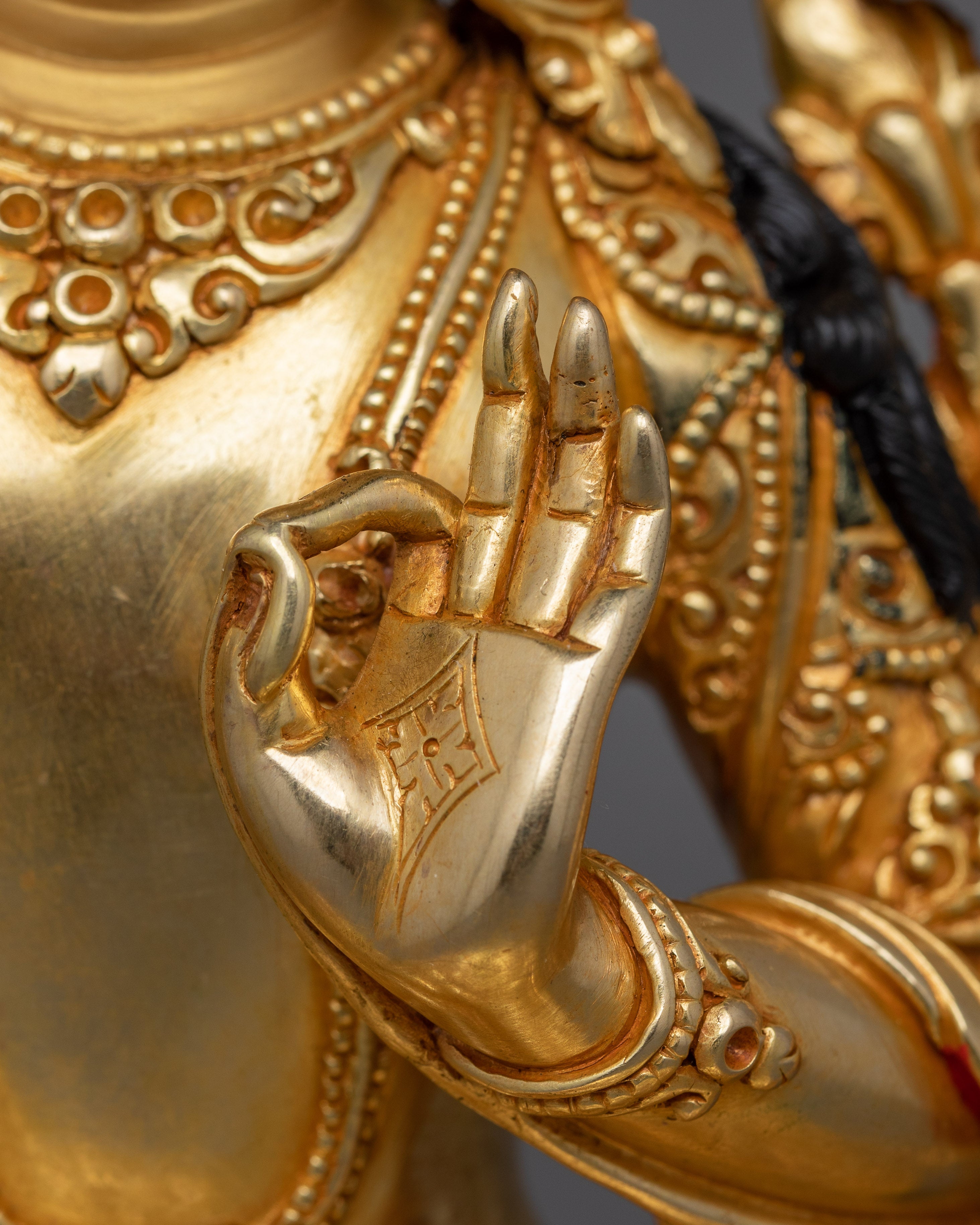 Handcrafted Gold Gilded Manjushri Goddess Statue | Symbol of Wisdom