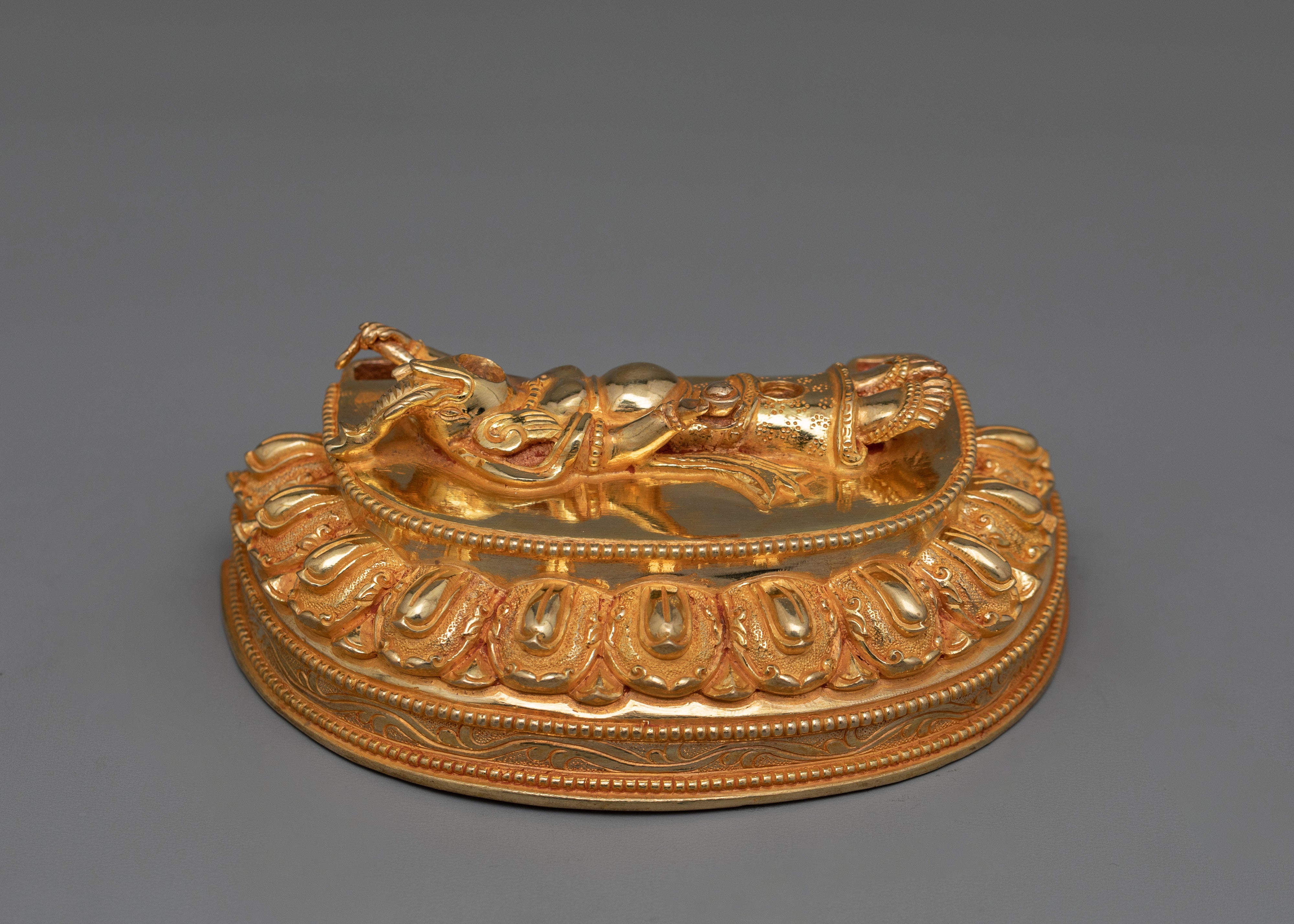 Dharma Protector Deity Six Armed Mahakala Statue | 24K Gold Gilded Art