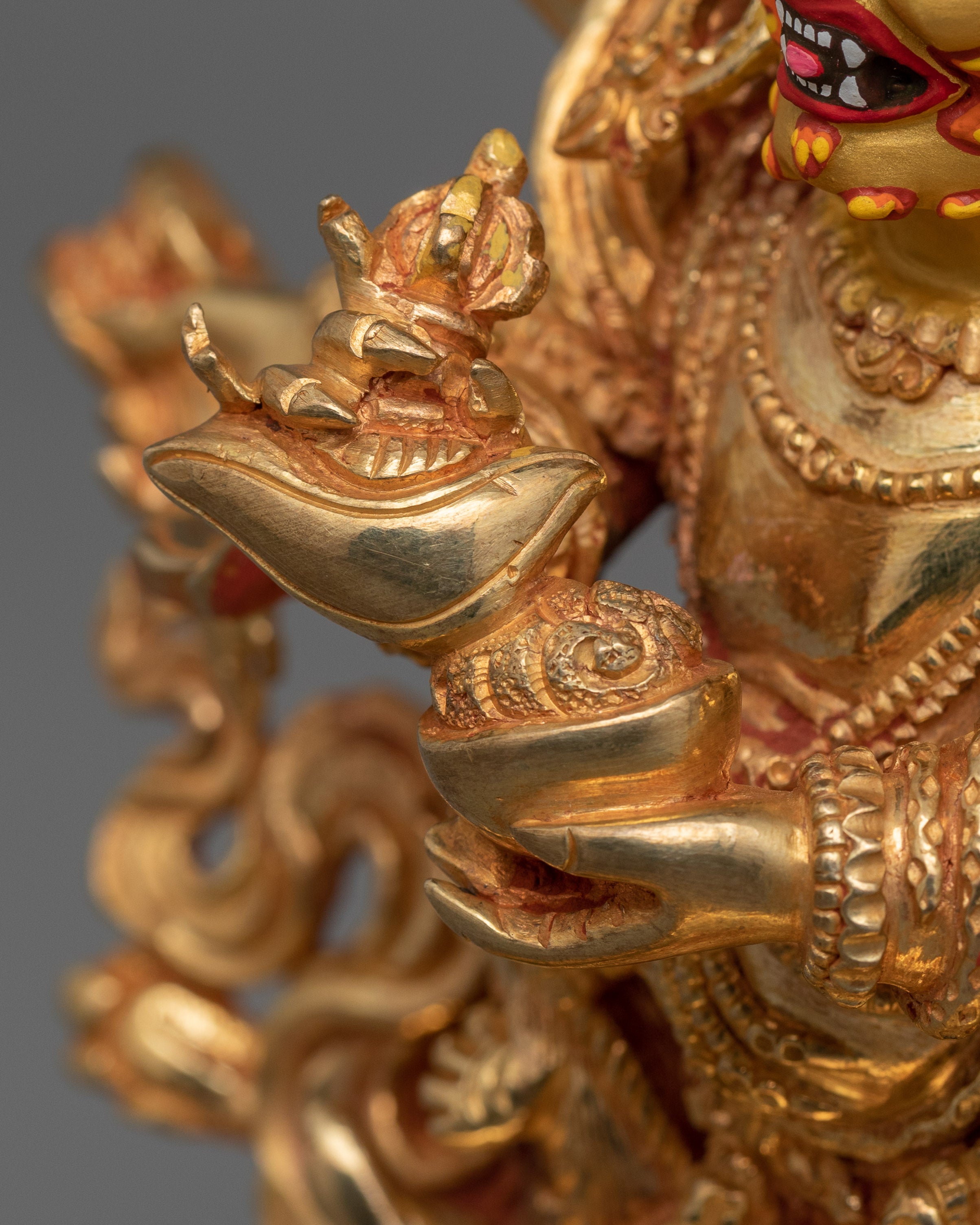 Dharma Protector Deity Six Armed Mahakala Statue | 24K Gold Gilded Art