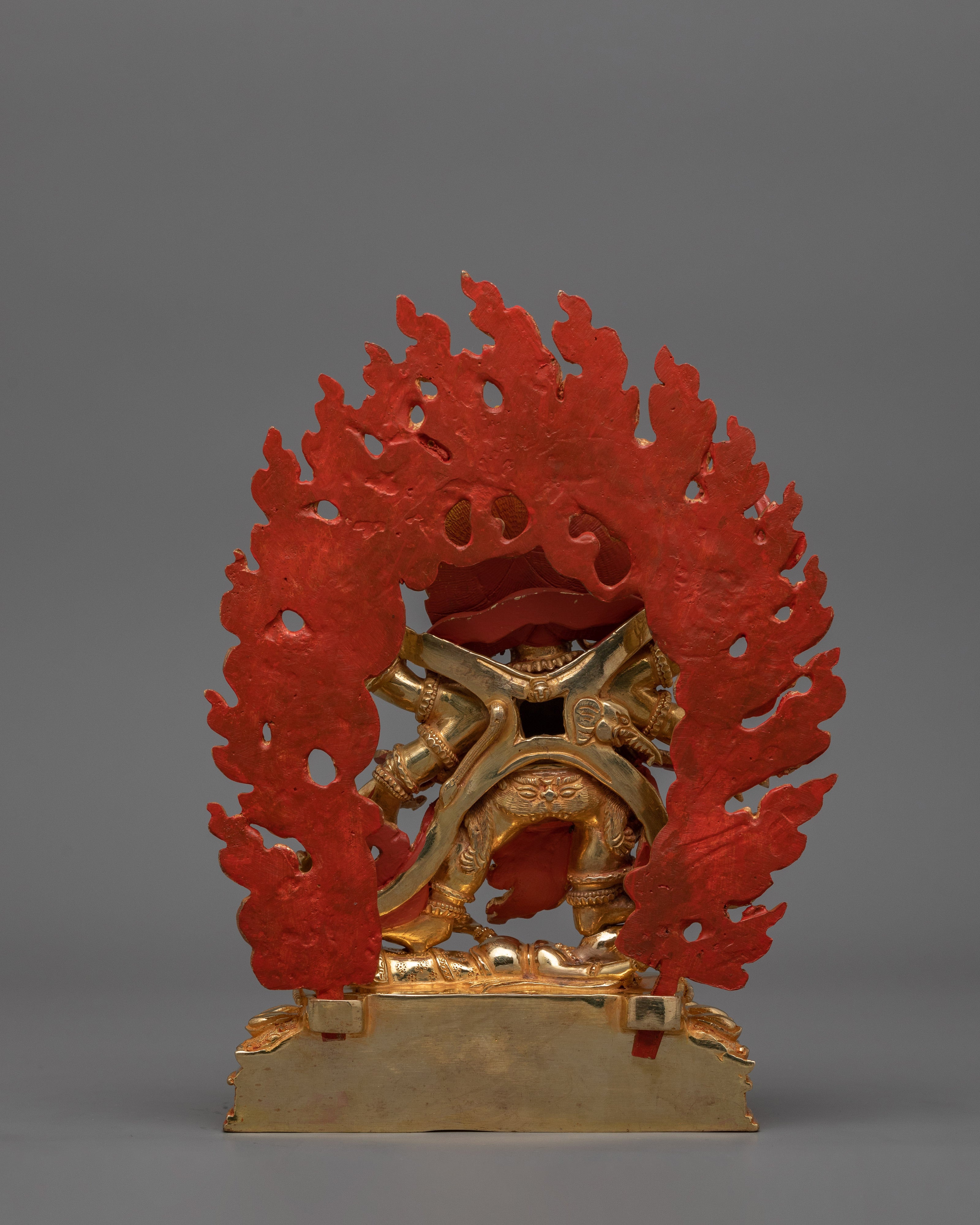 Dharma Protector Deity Six Armed Mahakala Statue | 24K Gold Gilded Art