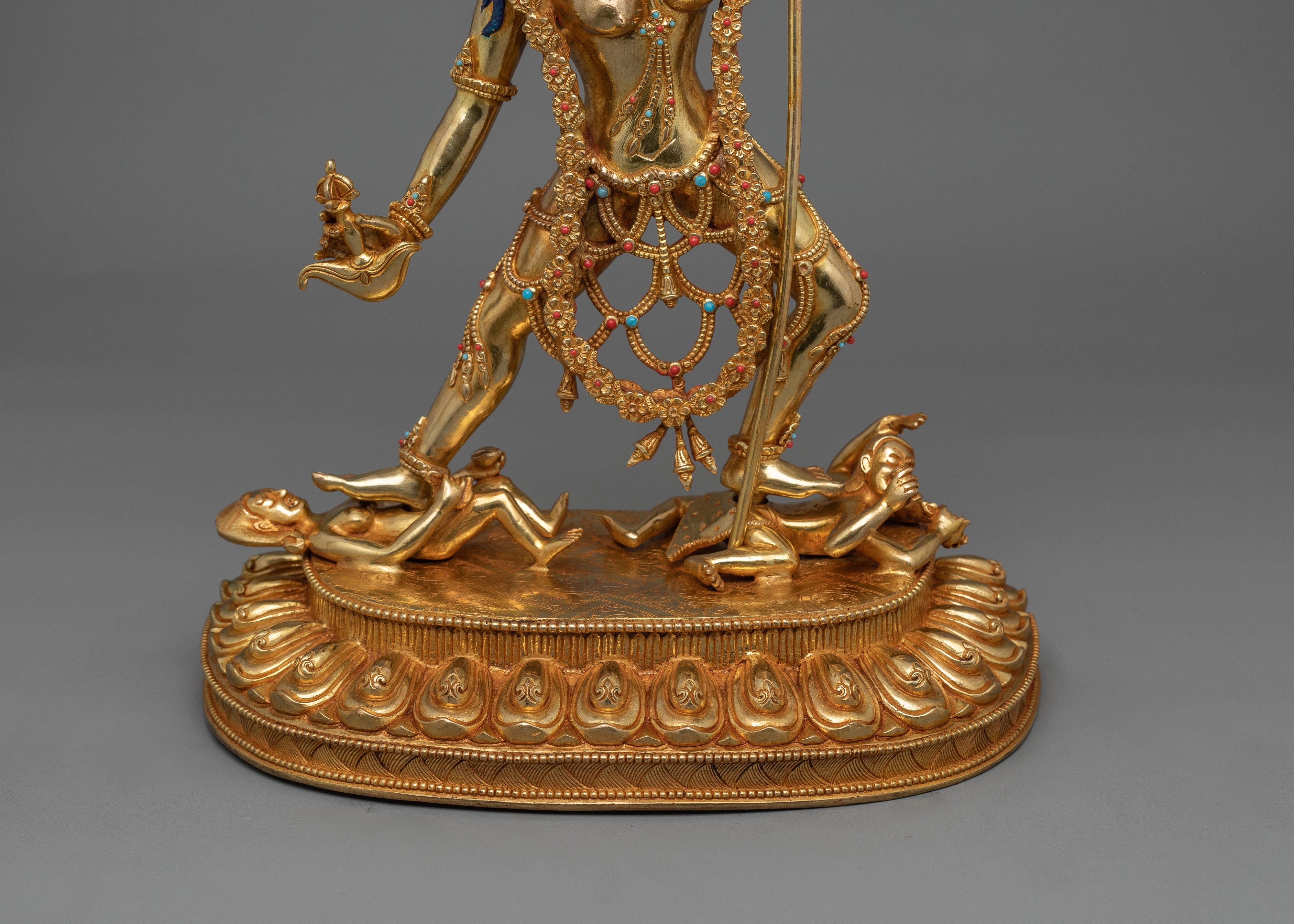 24k Gold Gilded Vajrayogini Statue | Handmade Wrathful Female Deity