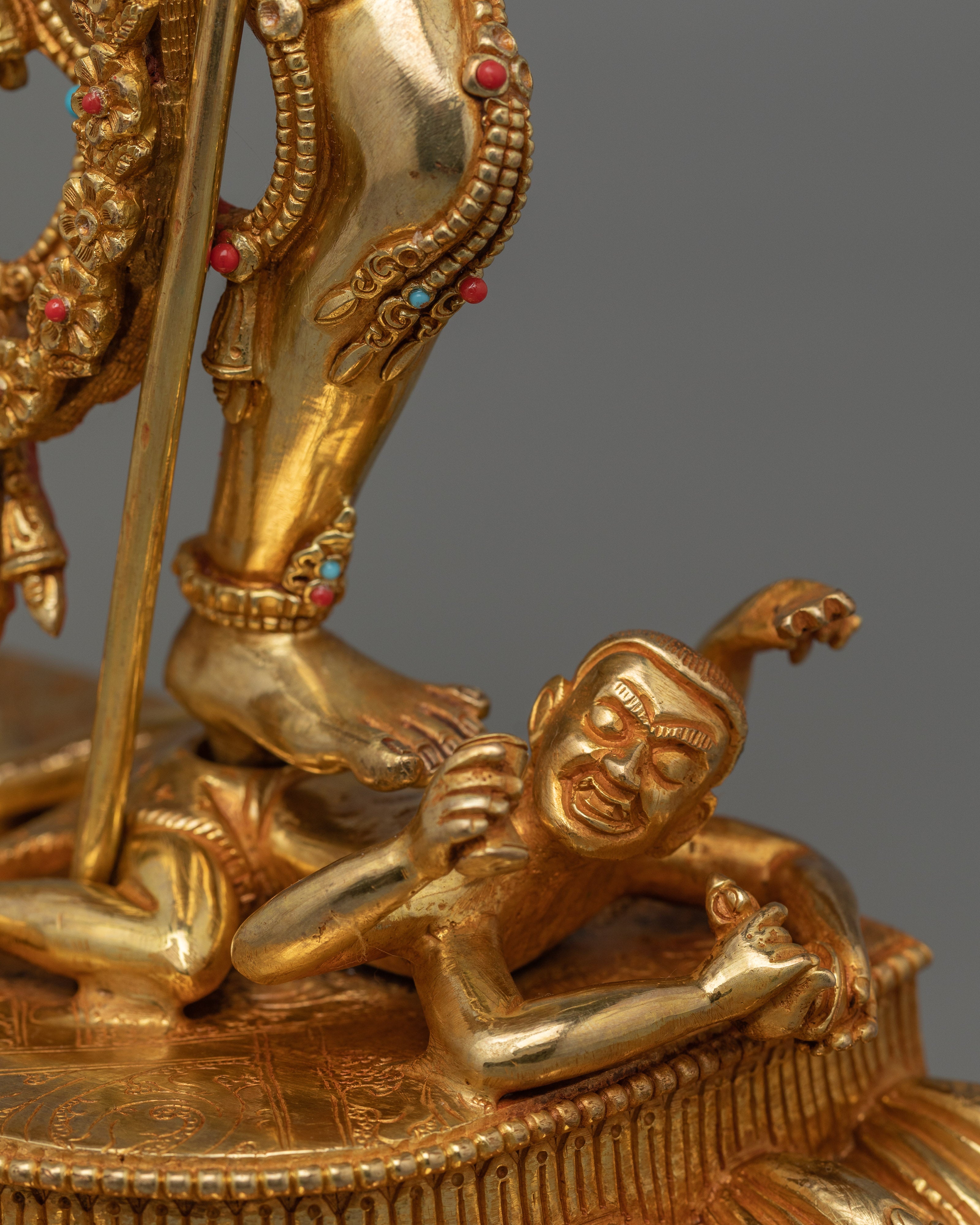 24k Gold Gilded Vajrayogini Statue | Handmade Wrathful Female Deity