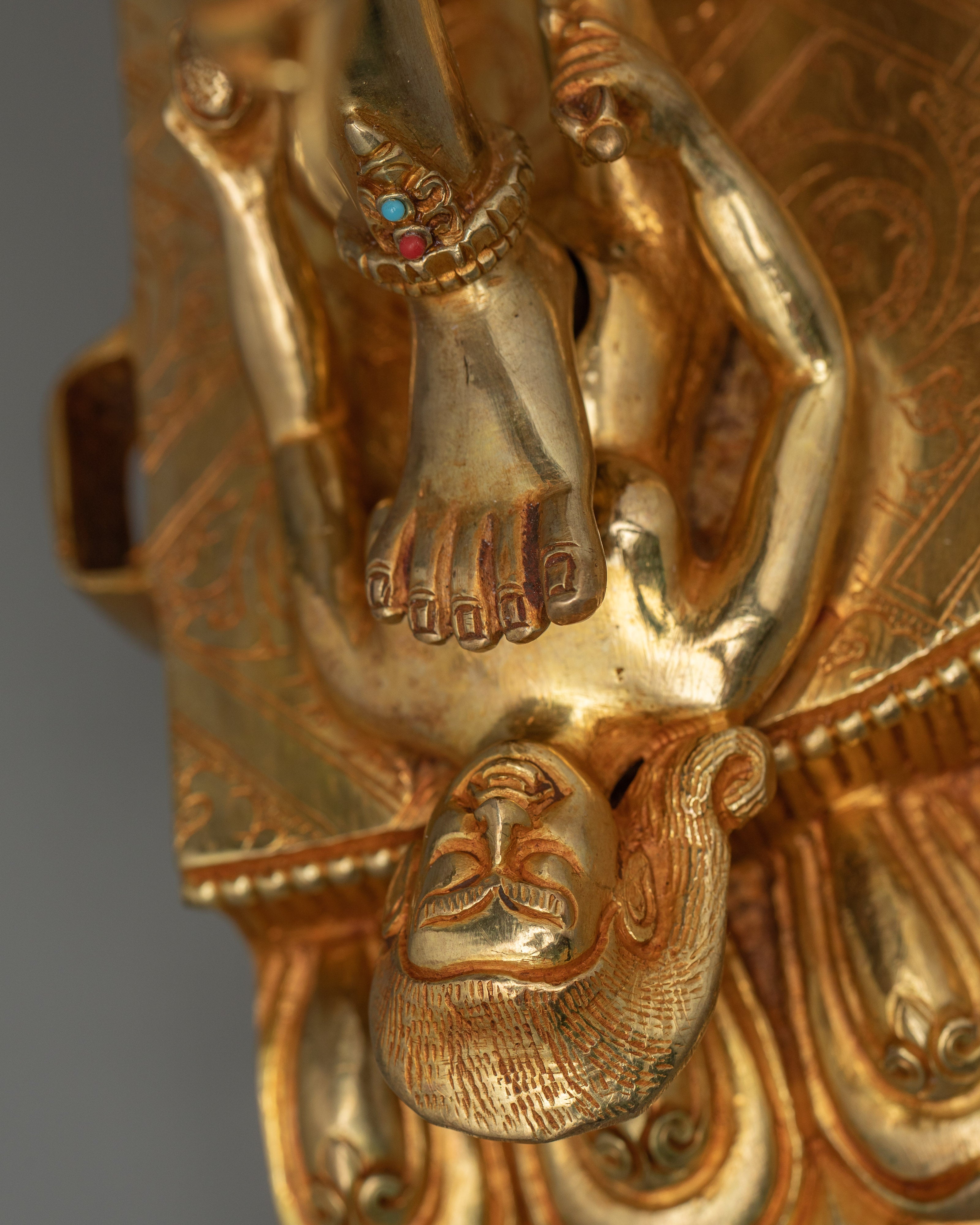 24k Gold Gilded Vajrayogini Statue | Handmade Wrathful Female Deity