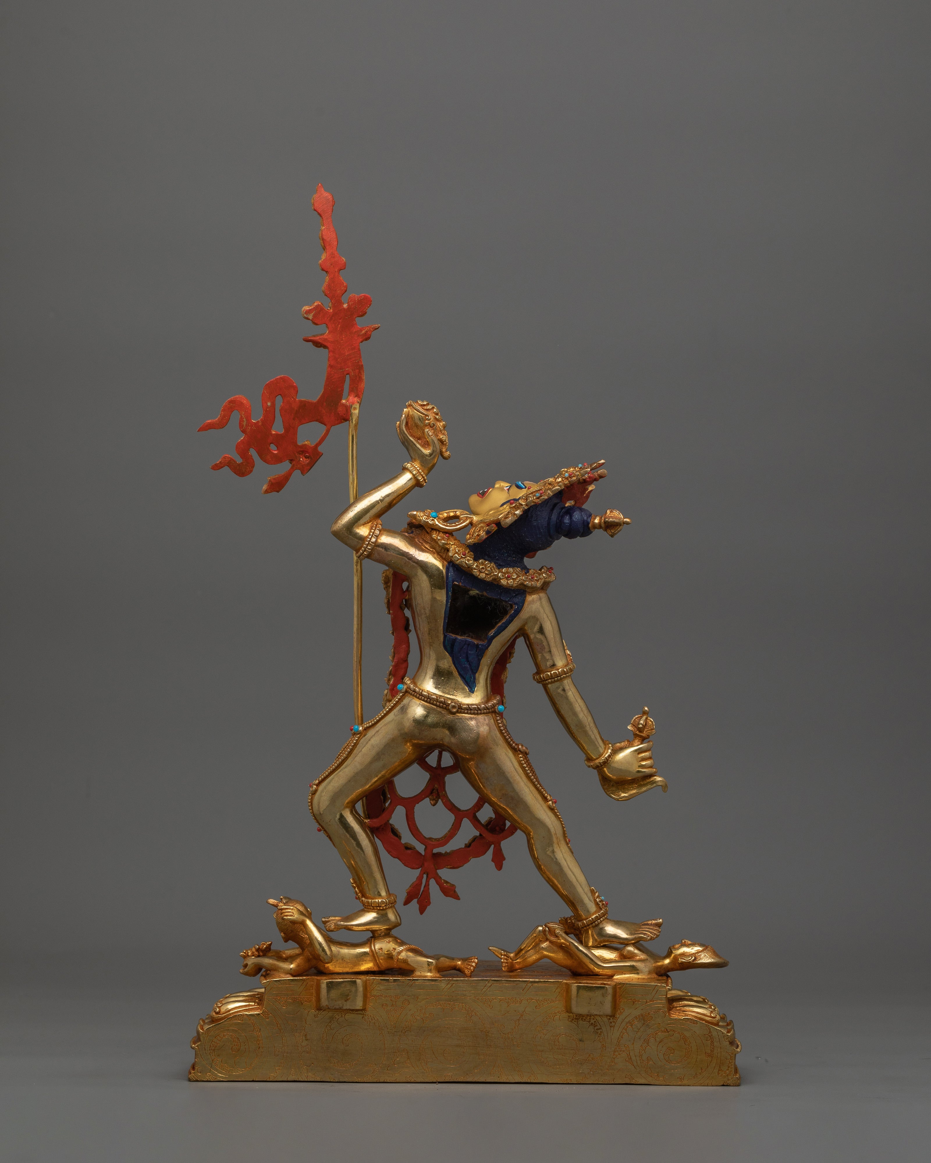 24k Gold Gilded Vajrayogini Statue | Handmade Wrathful Female Deity