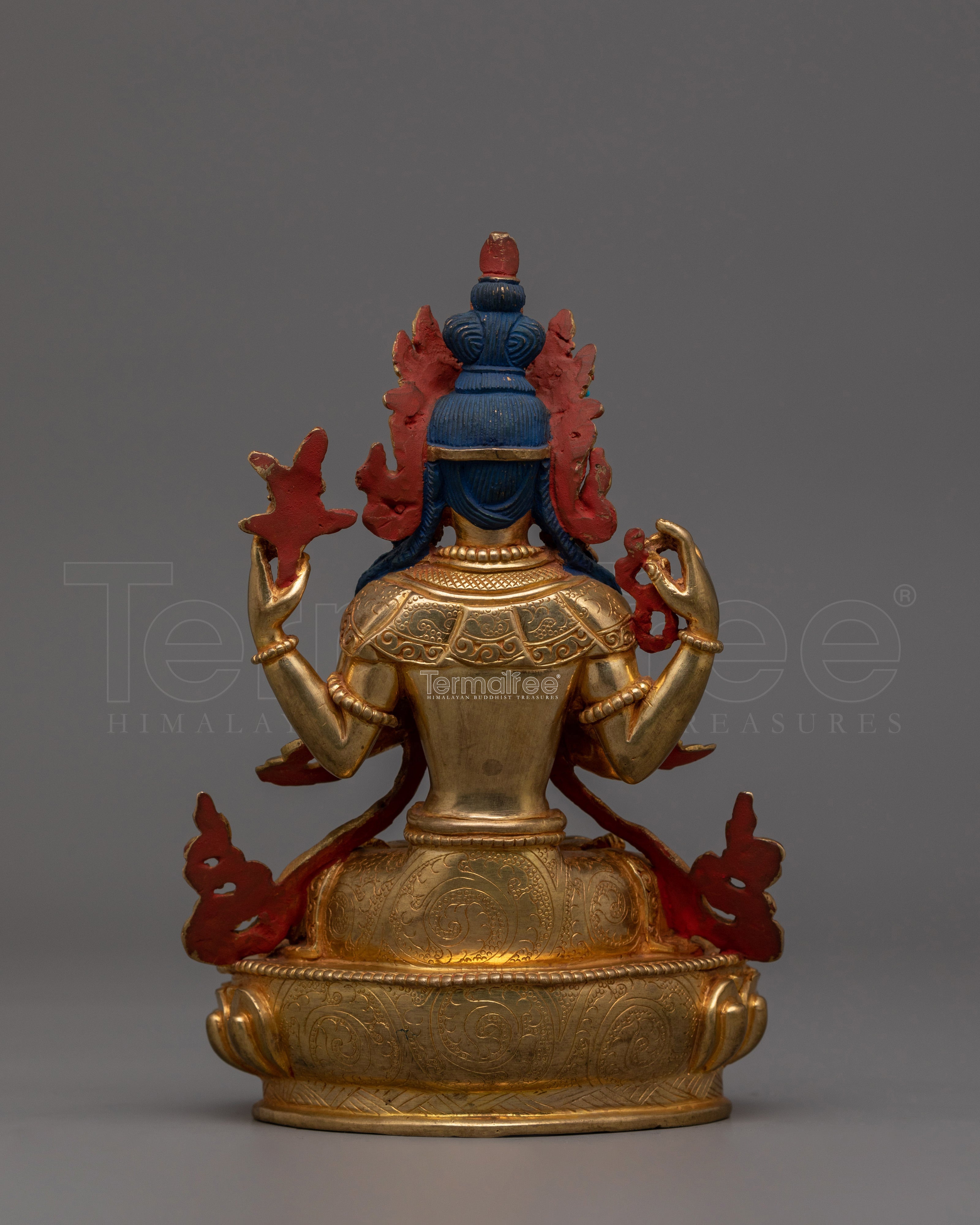 Traditional Himalayan Artwork Chenrezig Statue | Deity With Four Armed