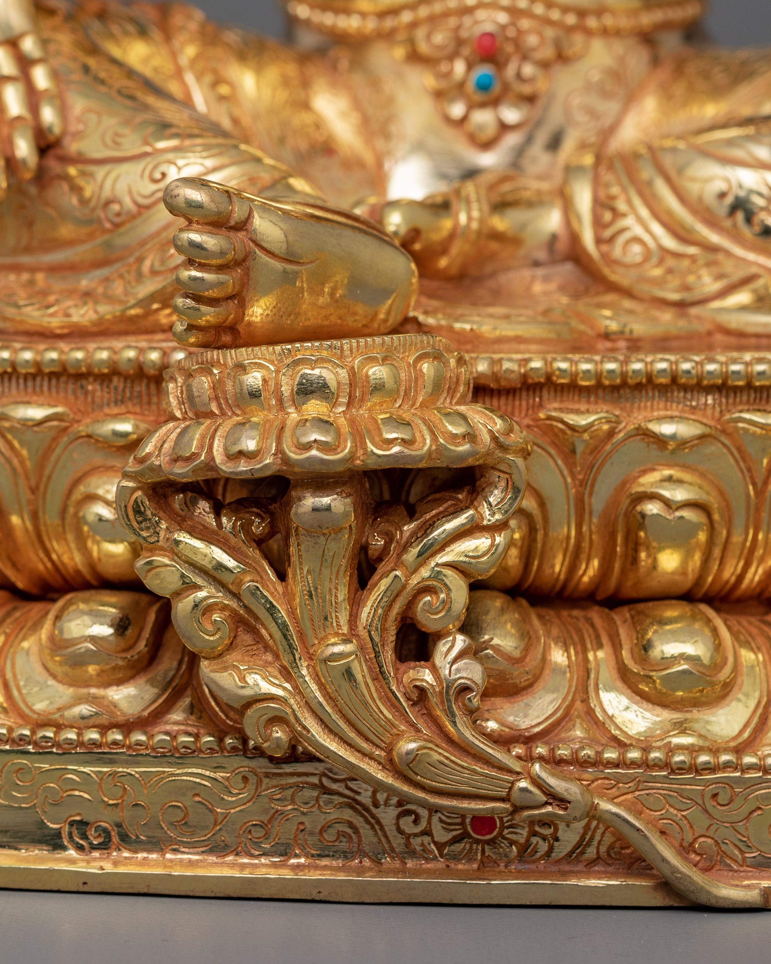 Beautiful Goddess Green Tara Statue | 24K Gold Gilded Sculpture