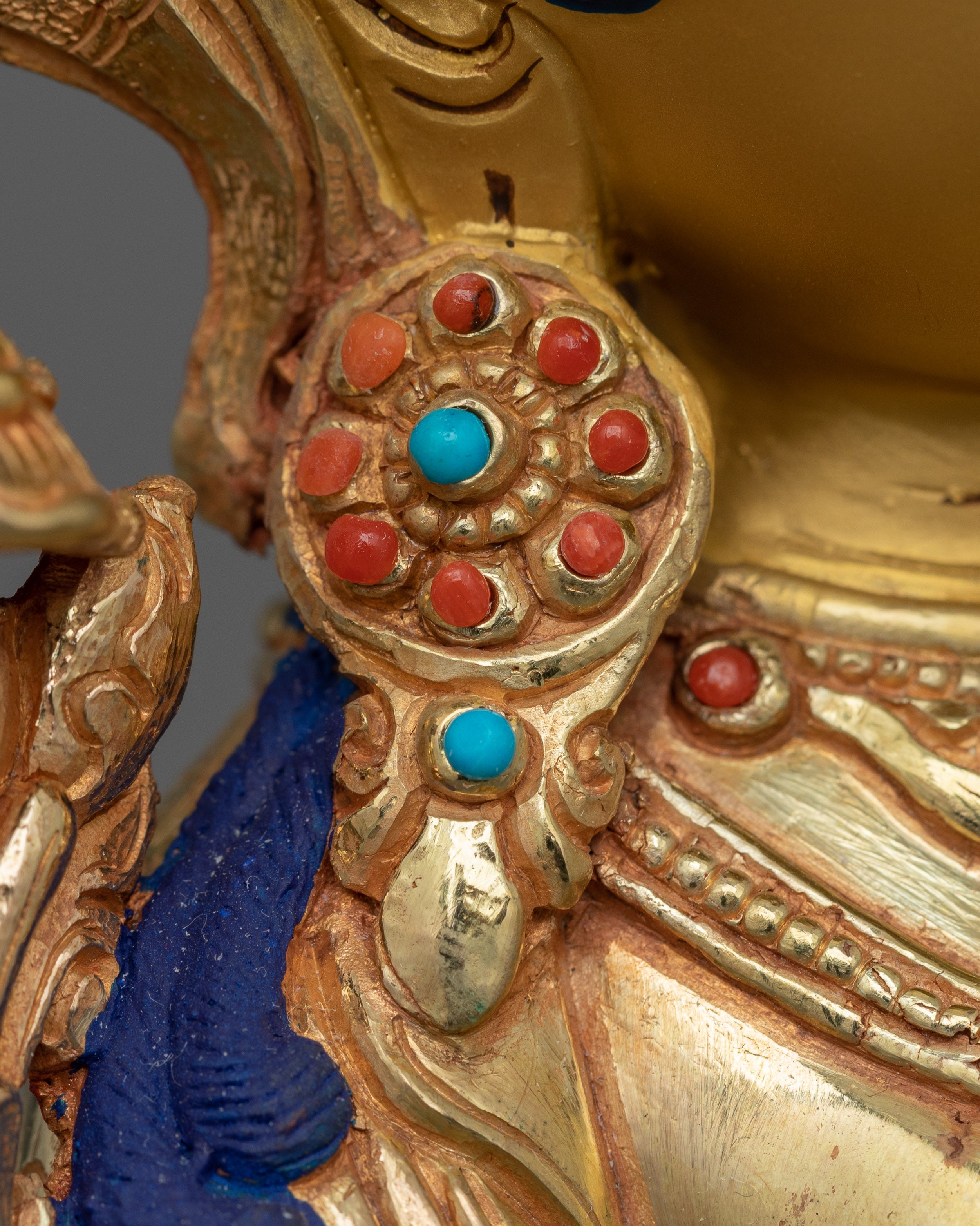 Beautiful Goddess Green Tara Statue | 24K Gold Gilded Sculpture