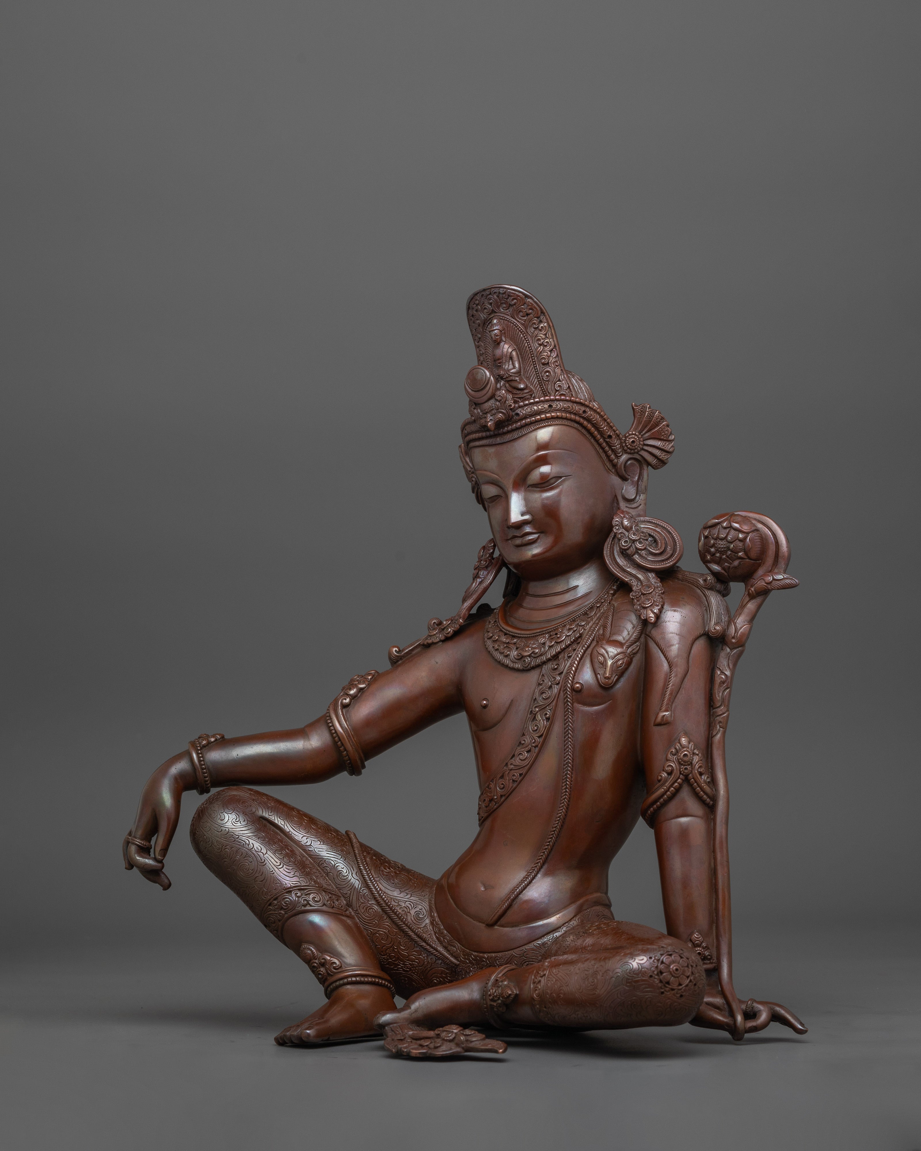 Sitting Lokeshwor Statue | Made of Oxidized Copper Body