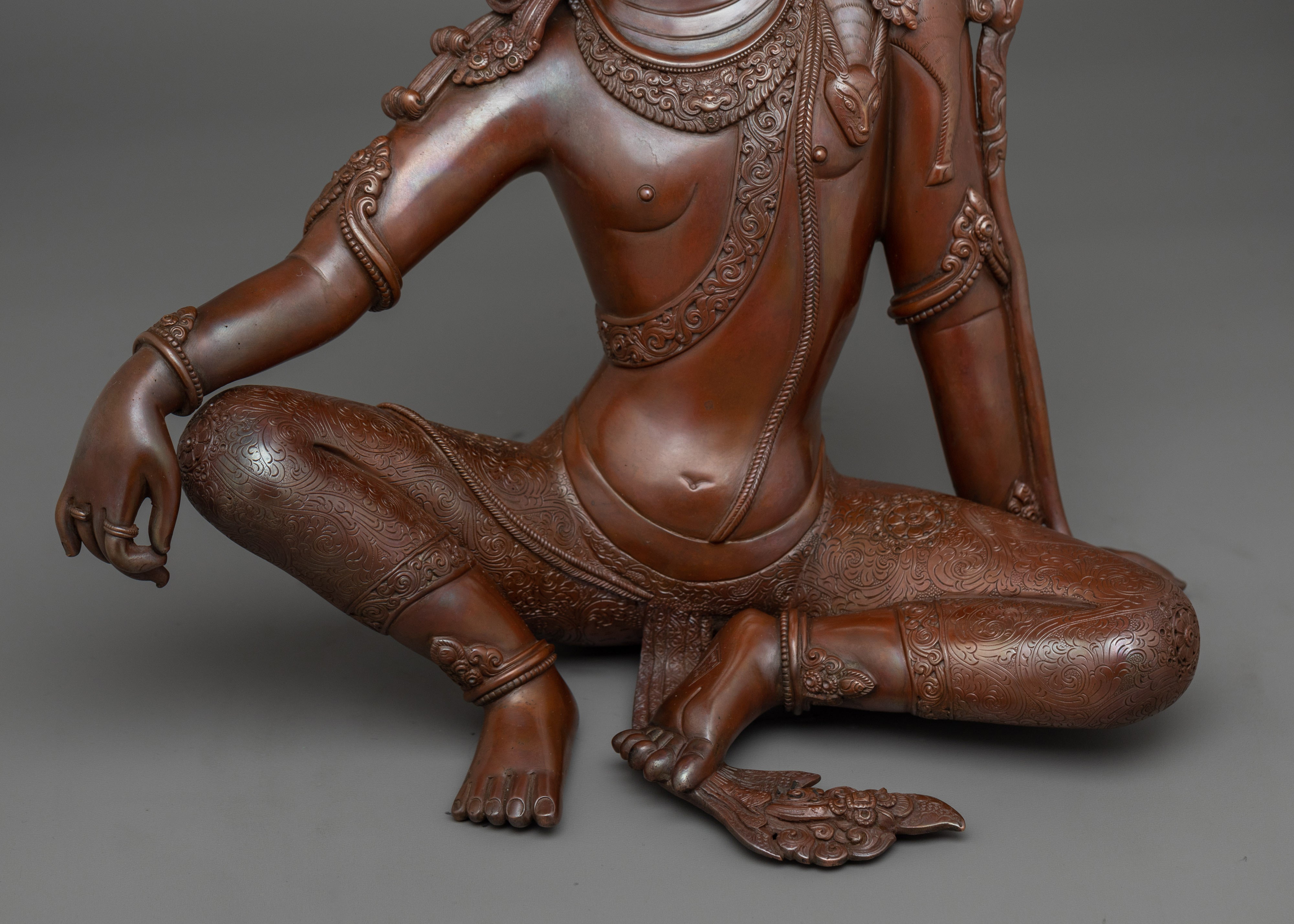 Sitting Lokeshwor Statue | Made of Oxidized Copper Body