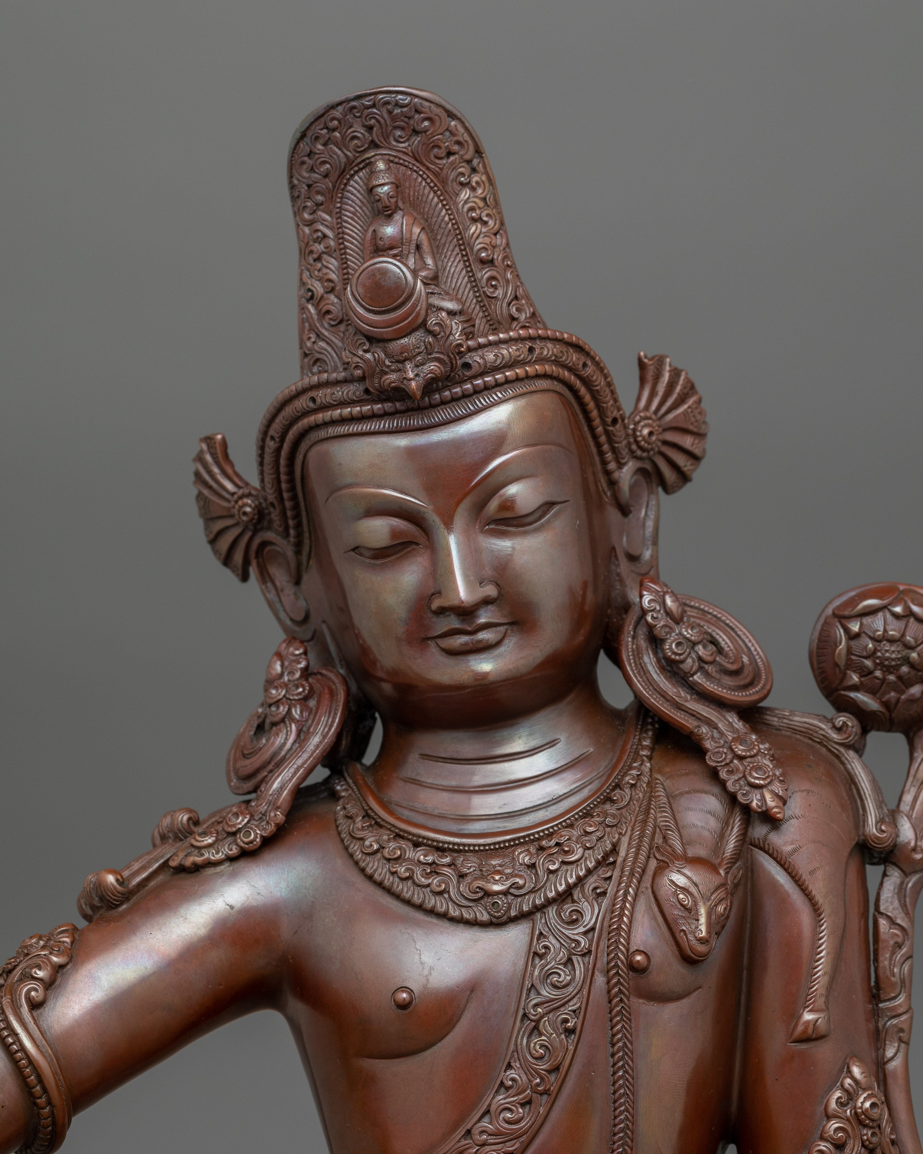 Sitting Lokeshwor Statue | Made of Oxidized Copper Body