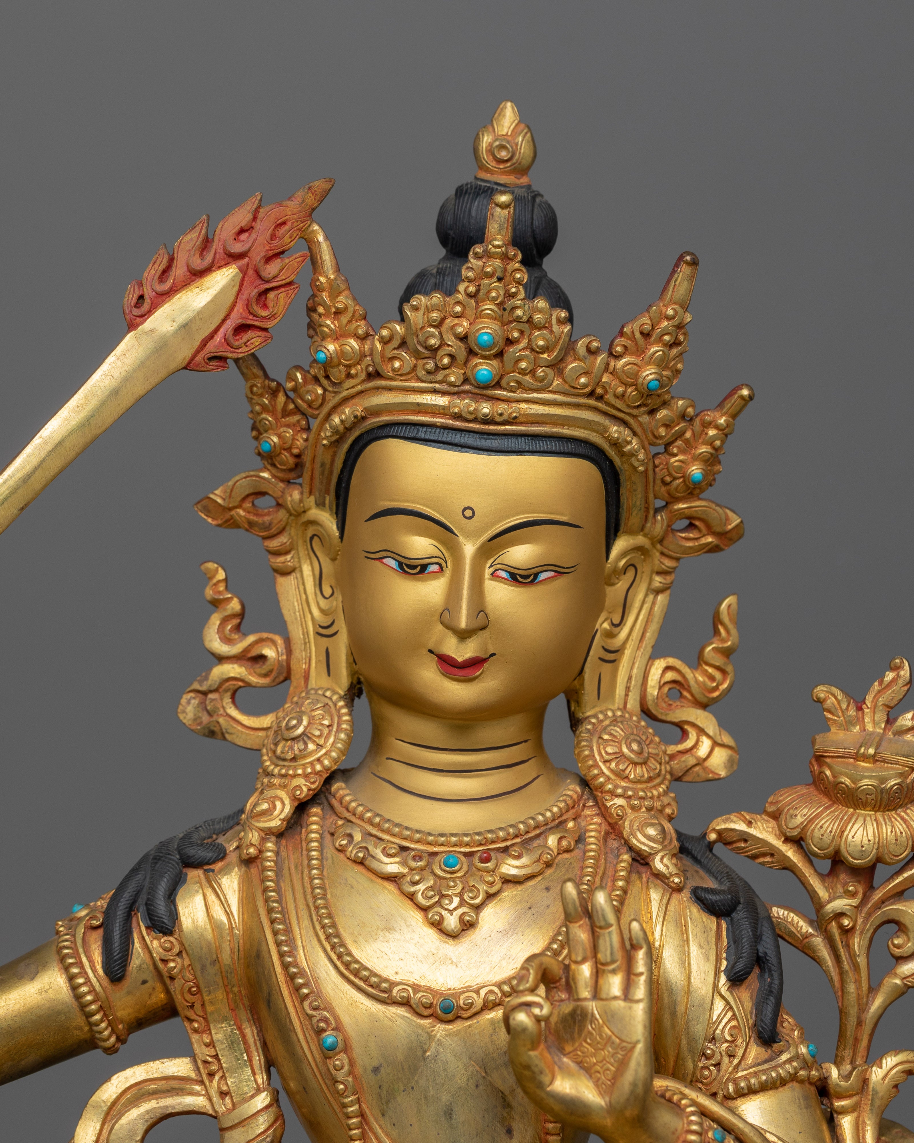 Handmade Statue of Tibetan Knowledge Deity Manjushri | The Buddha of Wisdom