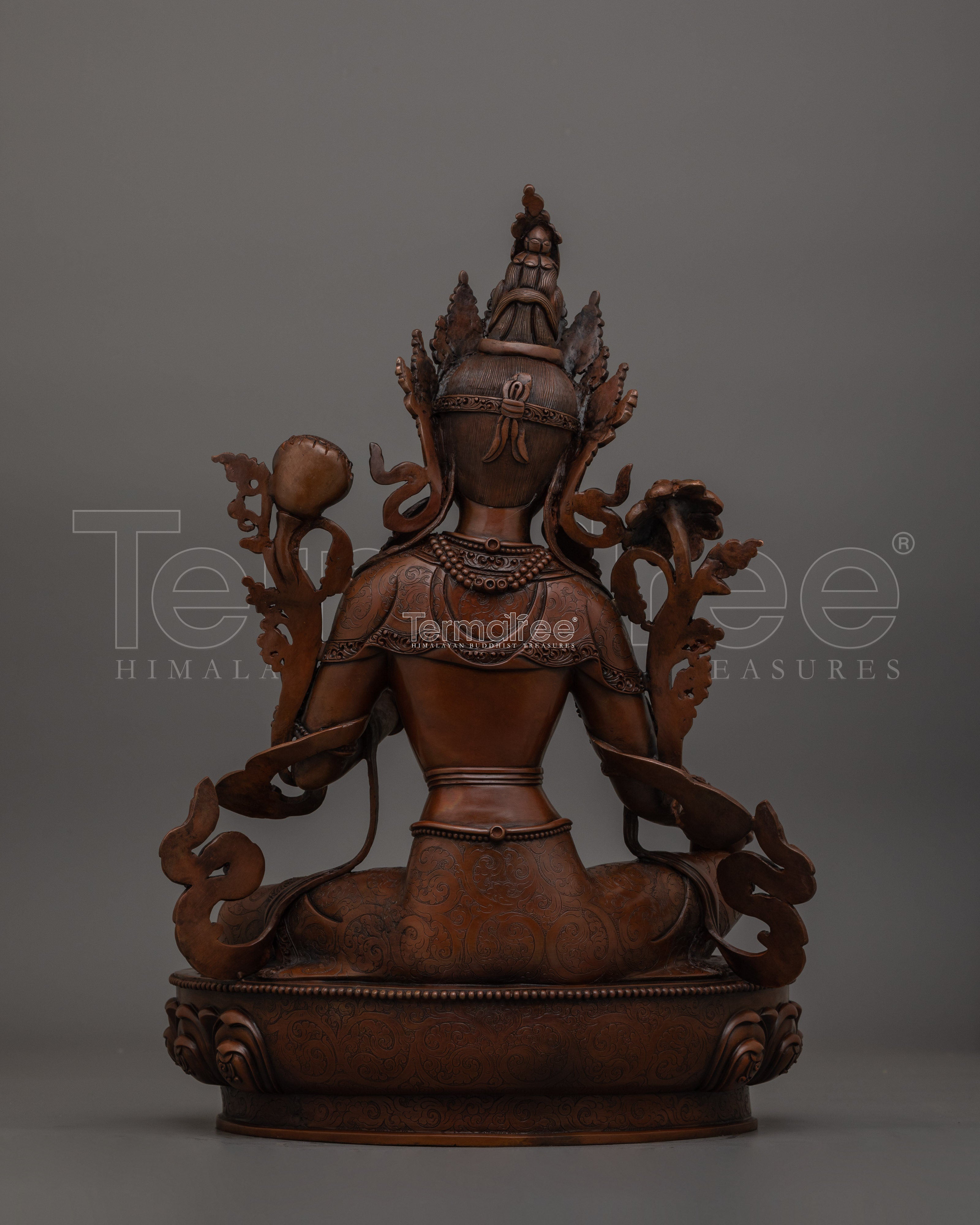Gorgeous Green Tara With Oxidized Body Statue | Traditional Himalayan Art