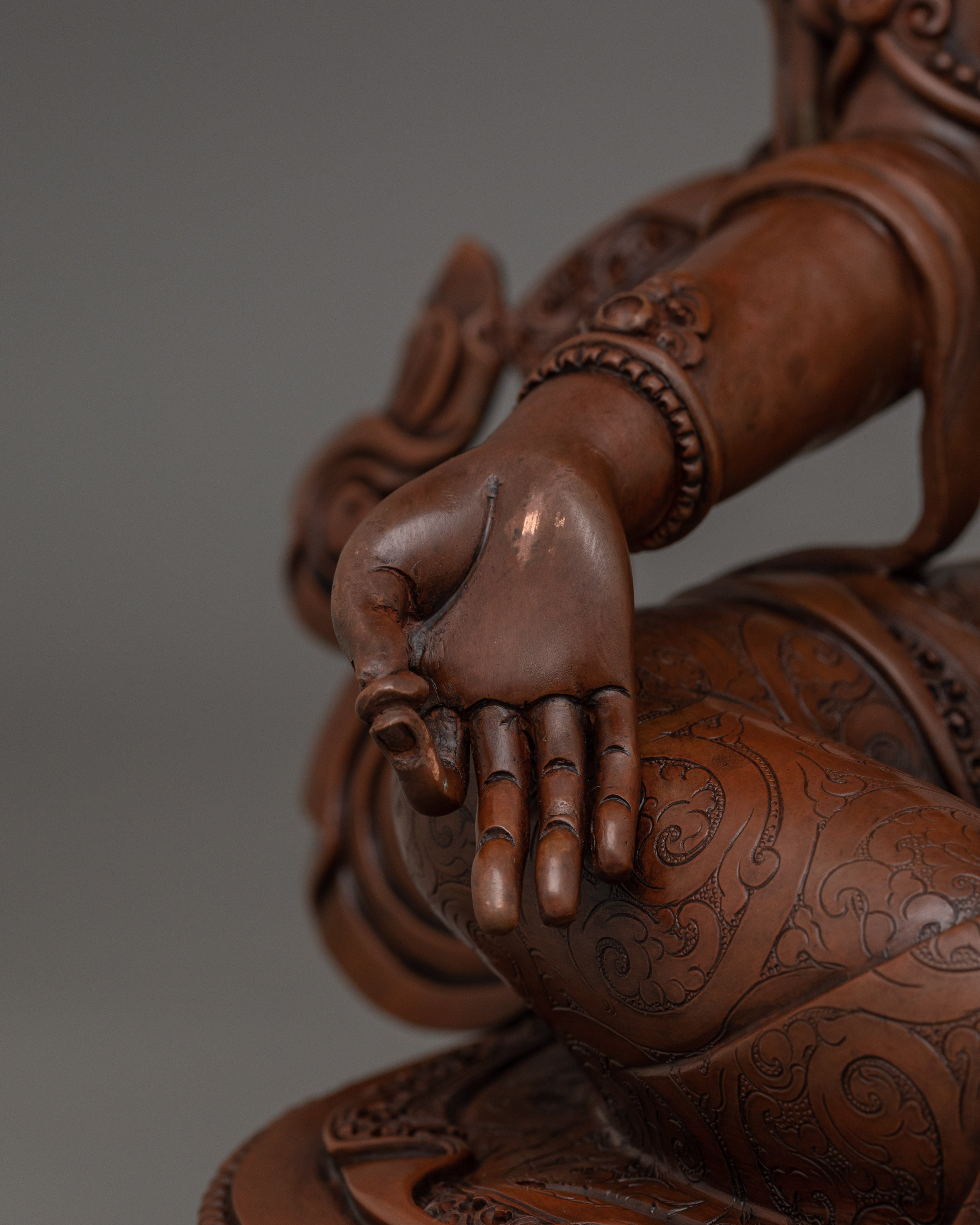 Gorgeous Green Tara With Oxidized Body Statue | Traditional Himalayan Art