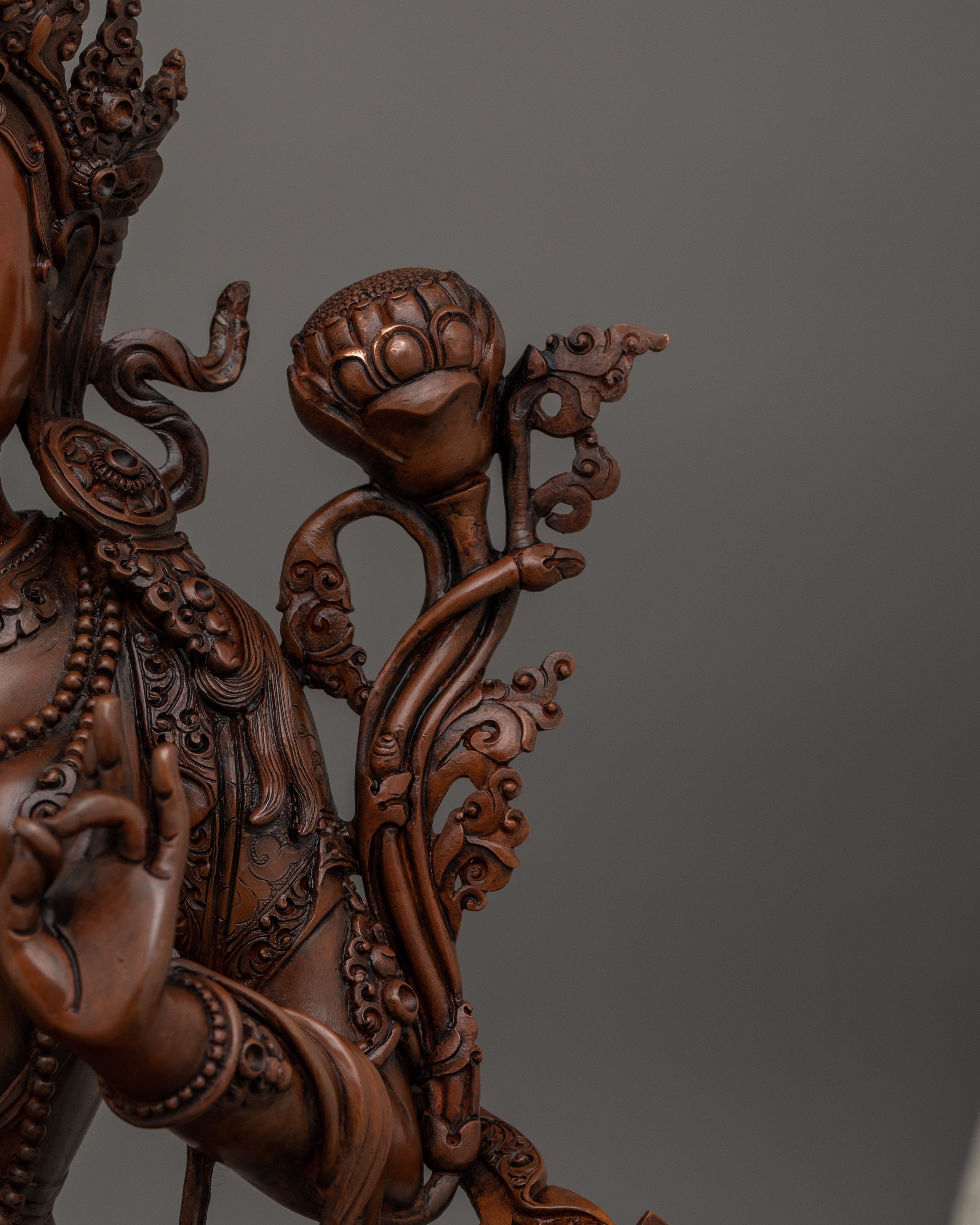 Gorgeous Green Tara With Oxidized Body Statue | Traditional Himalayan Art