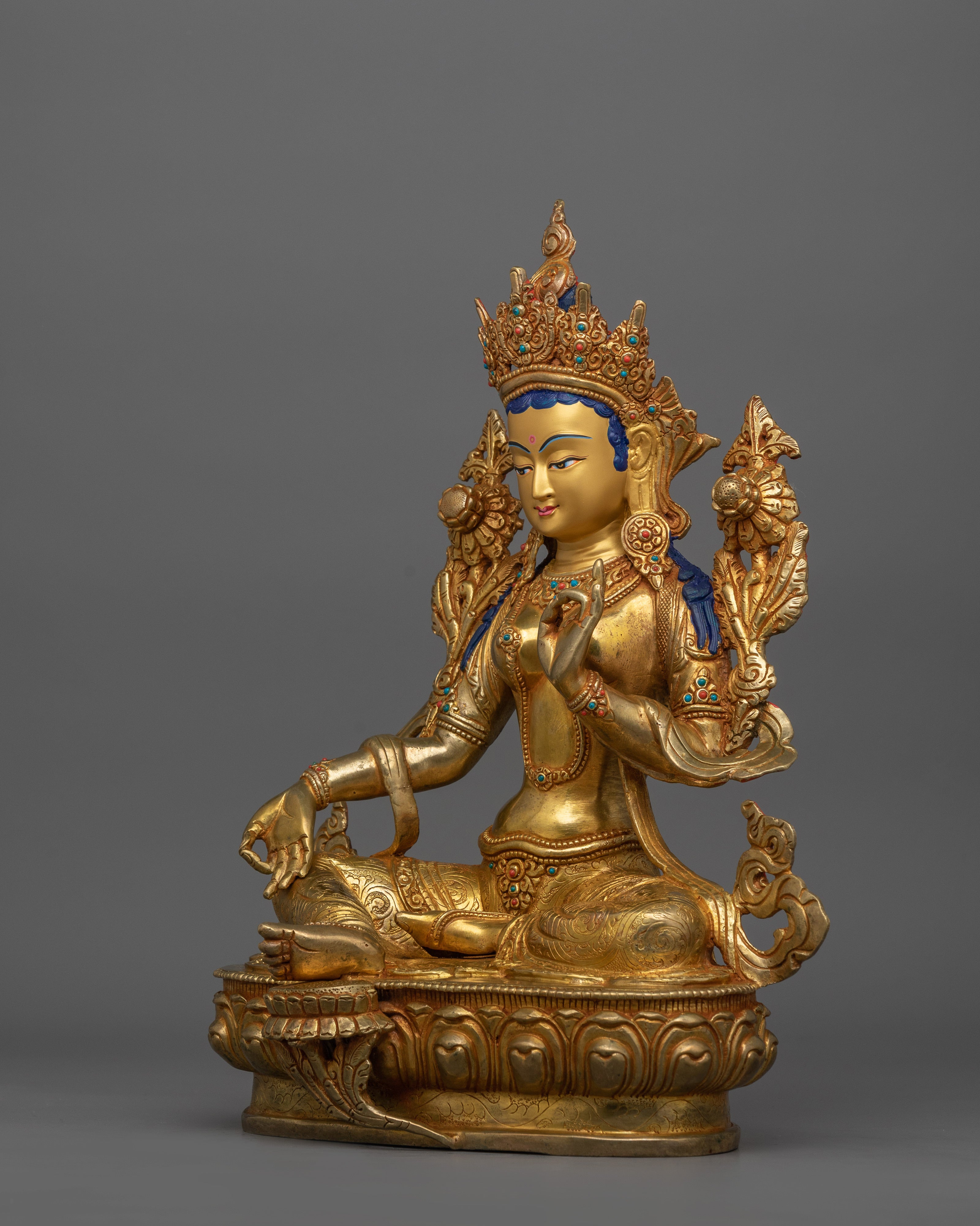 Buddhist Green Tara Goddess Statue | Divine Feminine Artwork