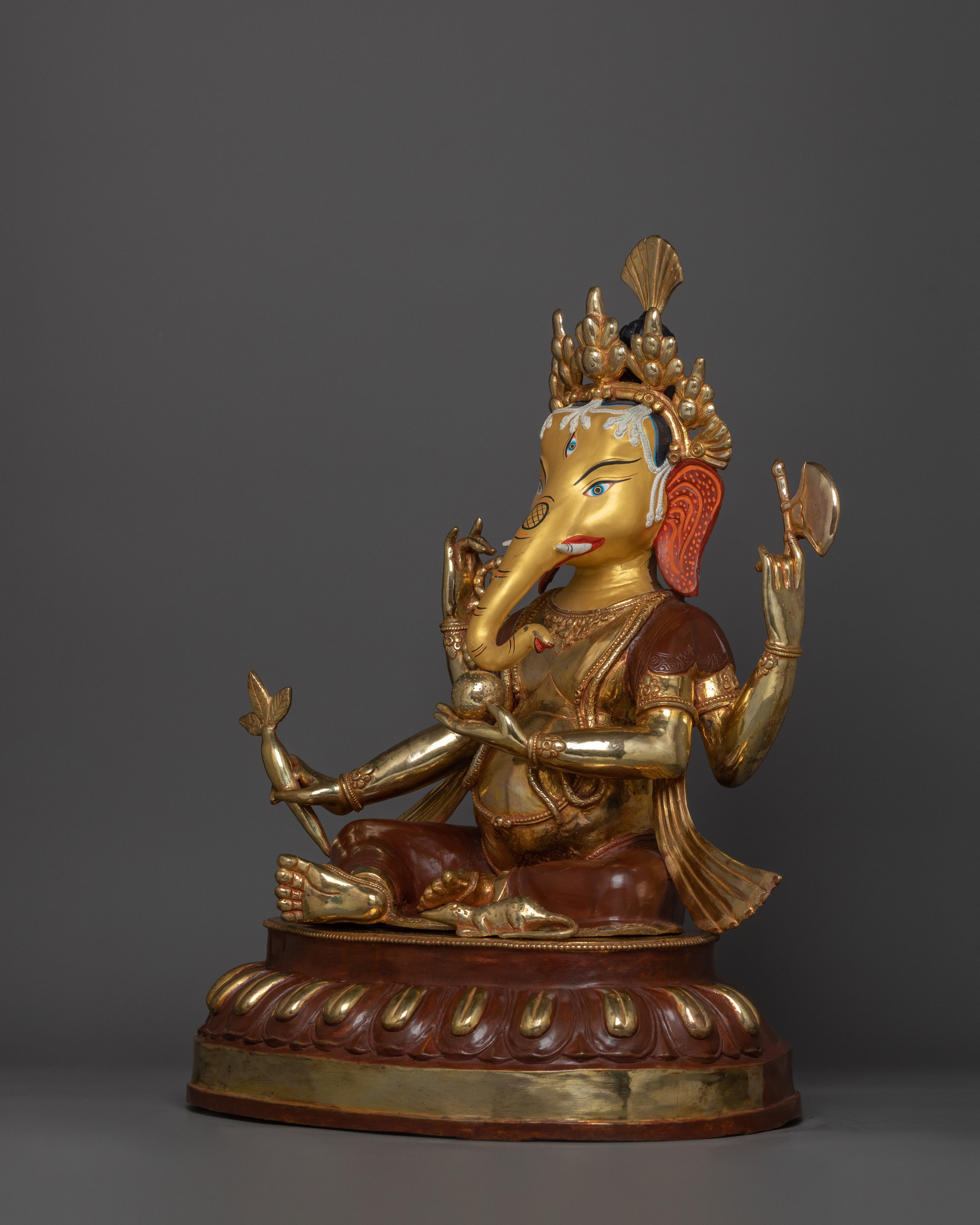 Prosperity and Wisdom Deity Ganesh | 24K Gold Gilded Sculpture