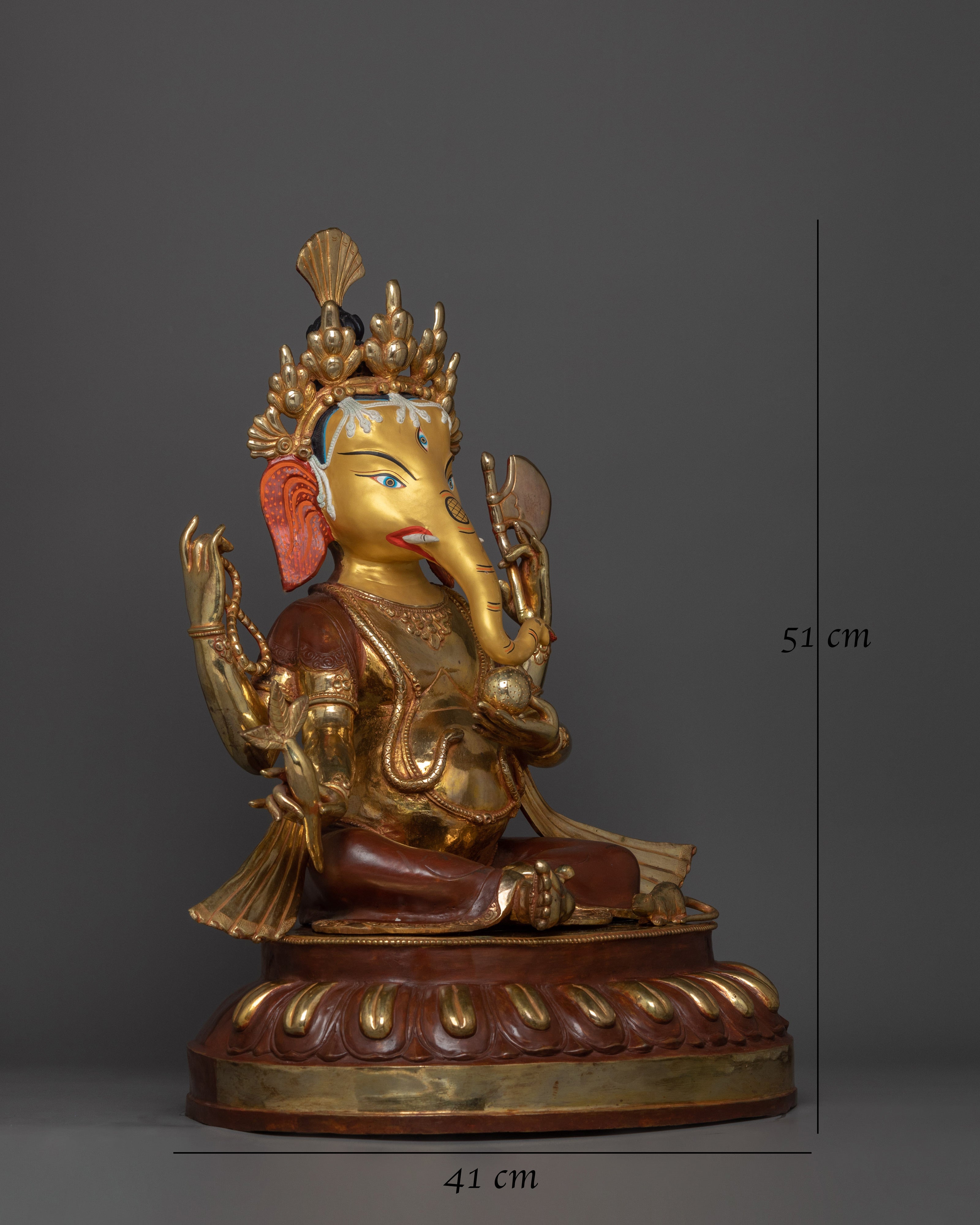 Prosperity and Wisdom Deity Ganesh | 24K Gold Gilded Sculpture