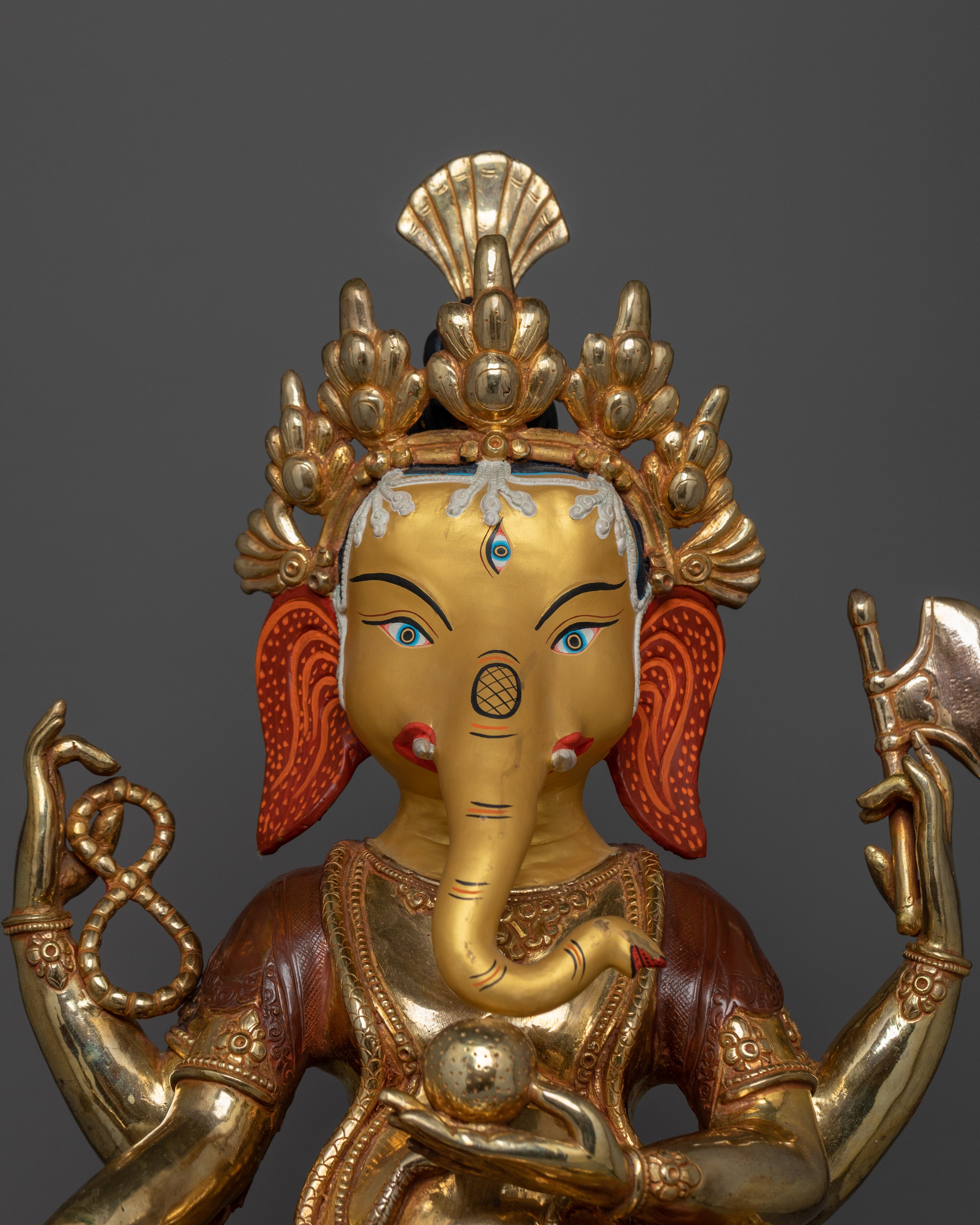 Prosperity and Wisdom Deity Ganesh | 24K Gold Gilded Sculpture
