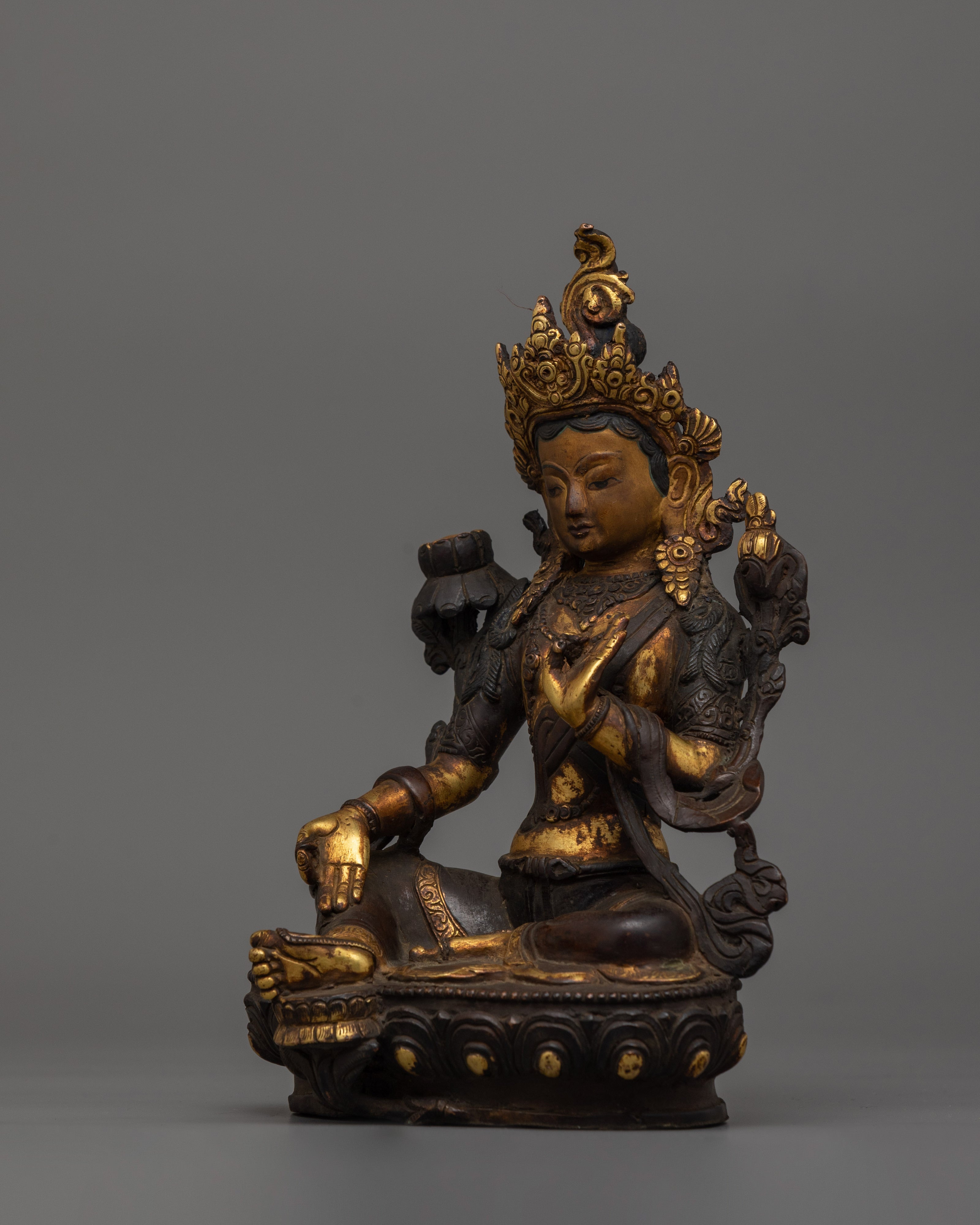 Mother of Mercy Green Tara Statue | Female Enlightened Buddha