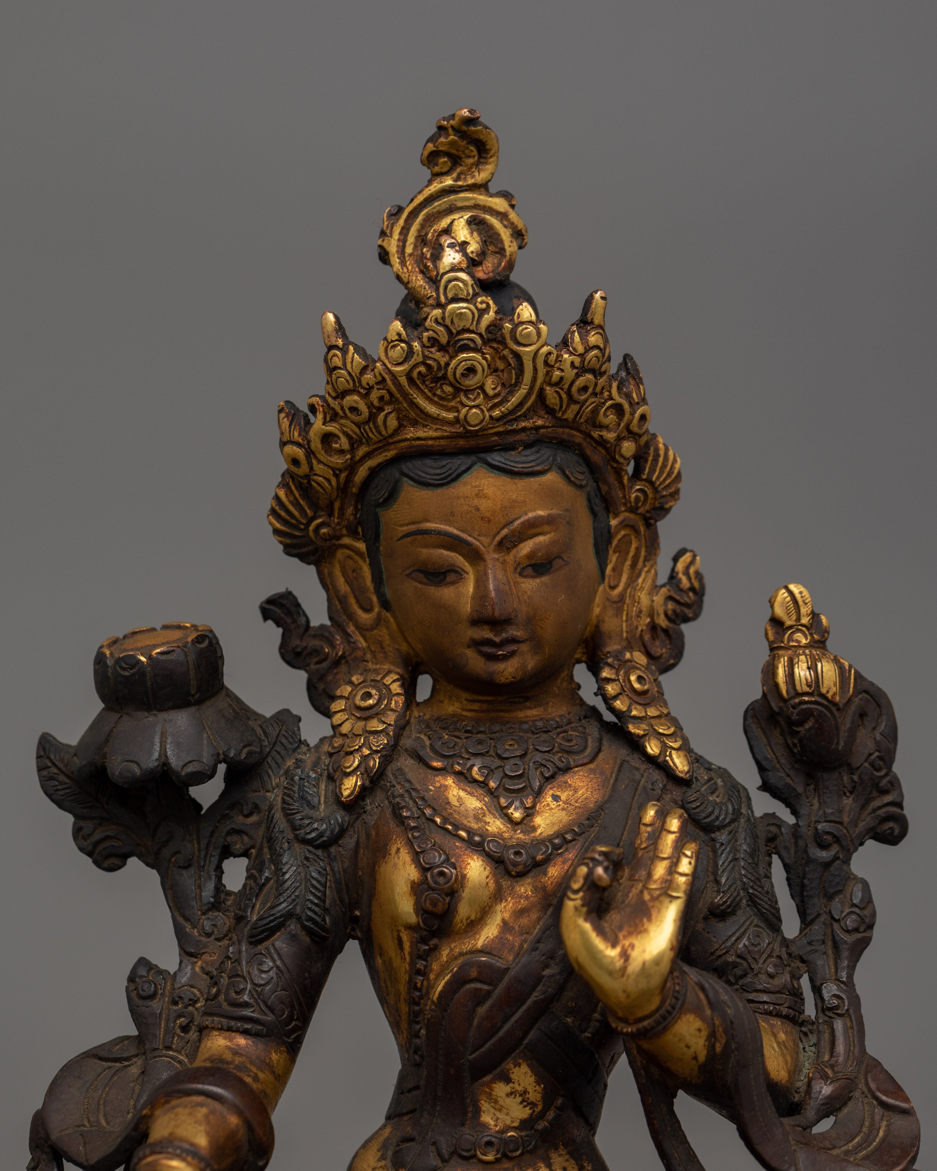 Mother of Mercy Green Tara Statue | Female Enlightened Buddha