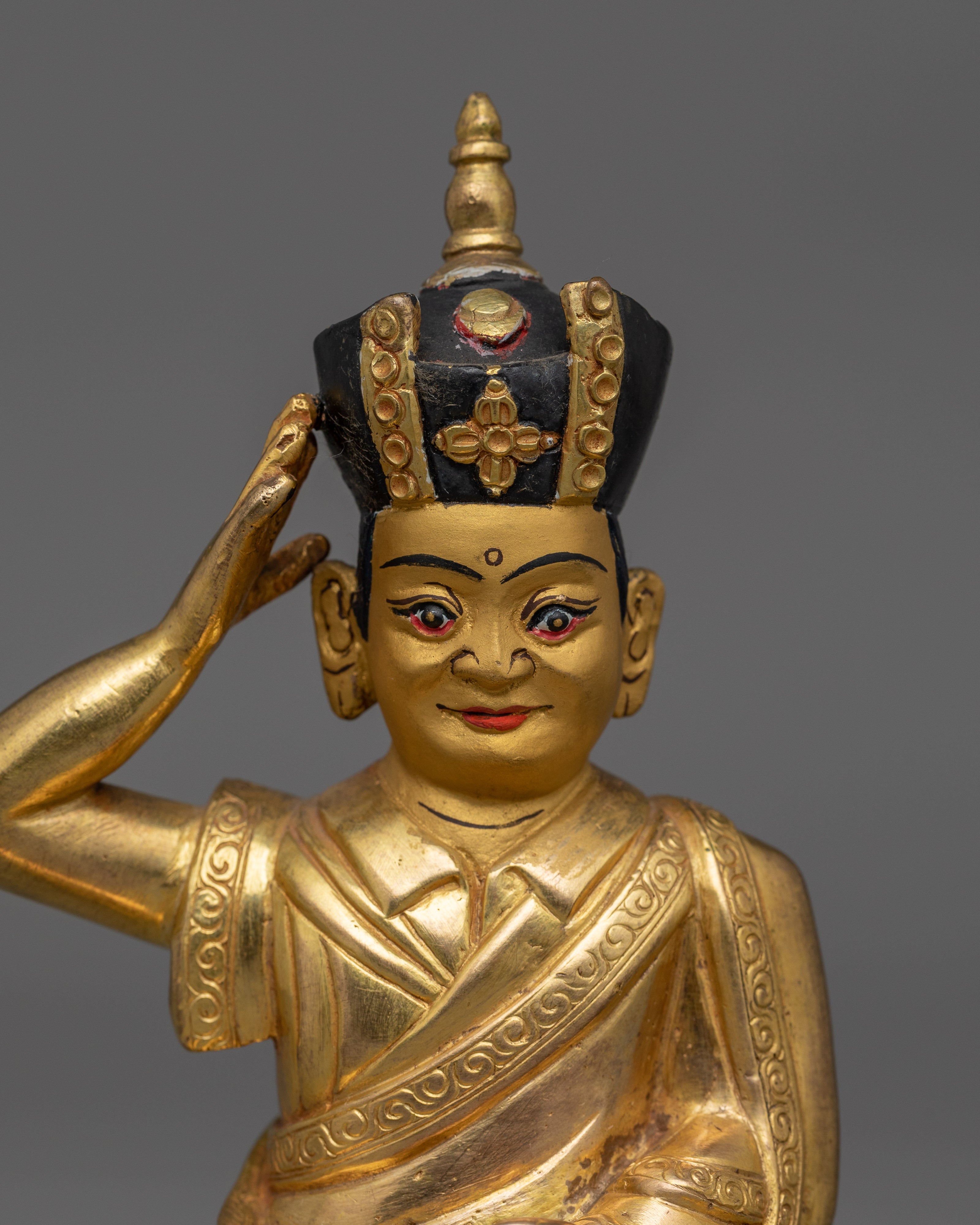 Handmade Golden Karmapa Statue | Also Known as Buddhist Master