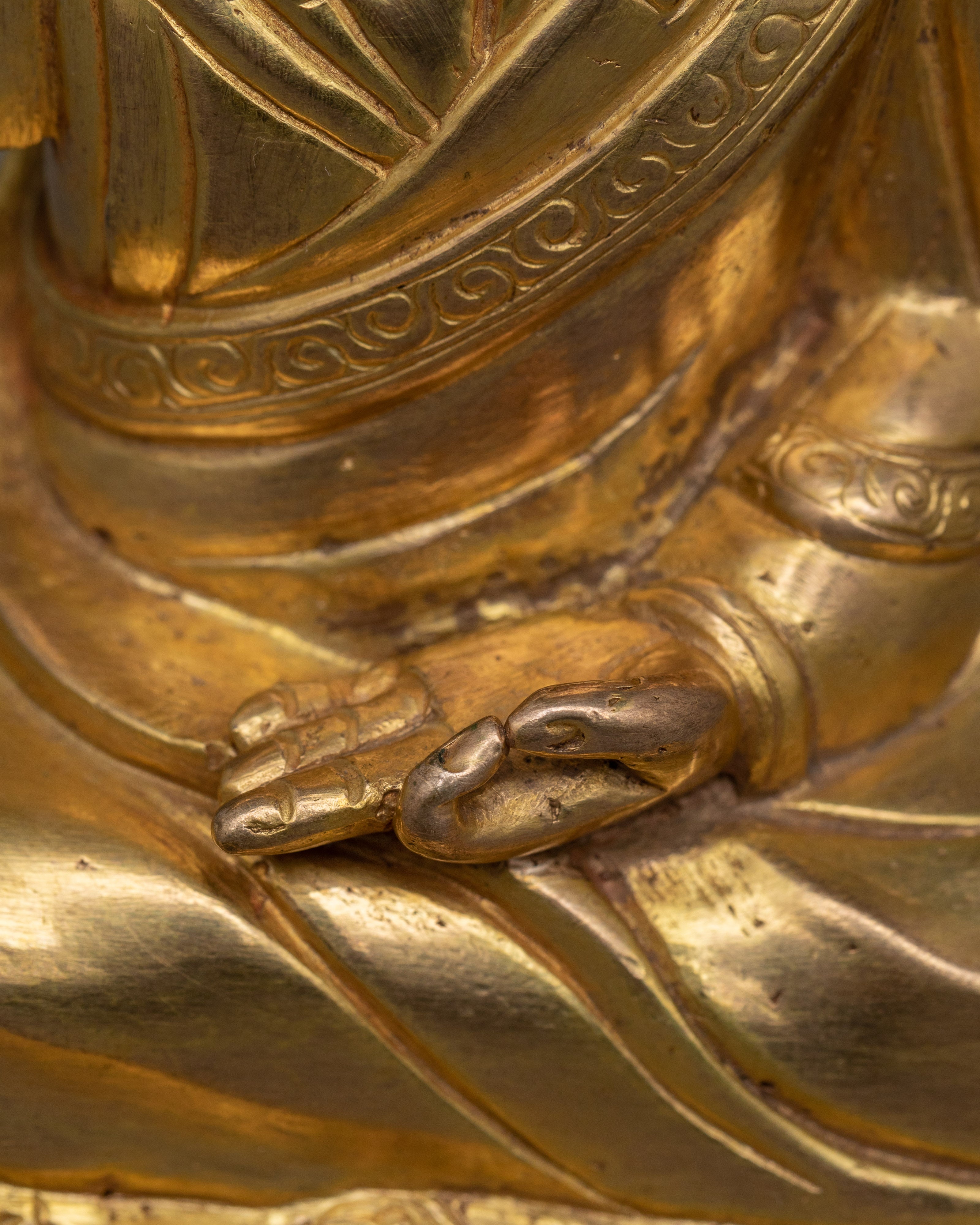 Handmade Golden Karmapa Statue | Also Known as Buddhist Master