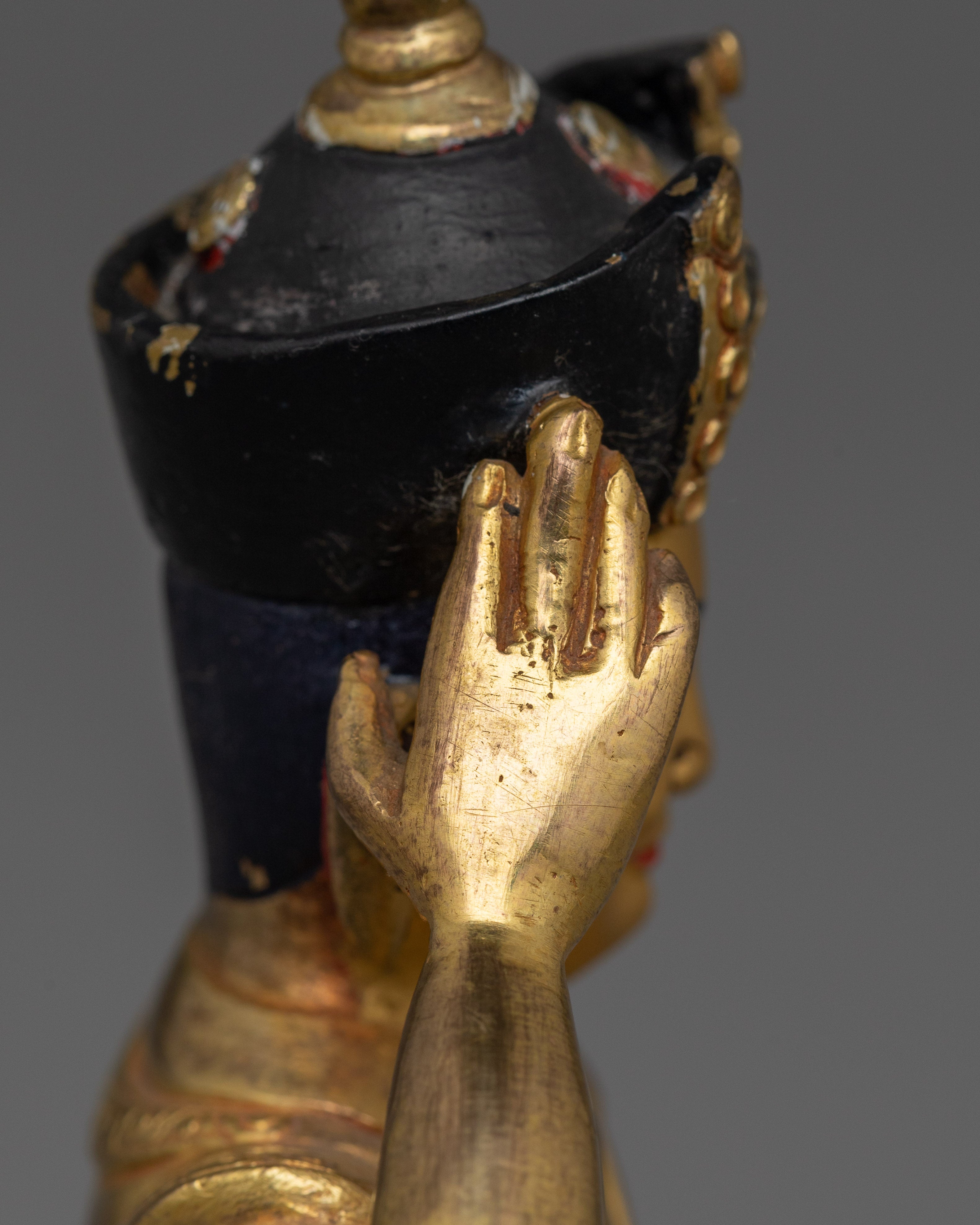 Handmade Golden Karmapa Statue | Also Known as Buddhist Master