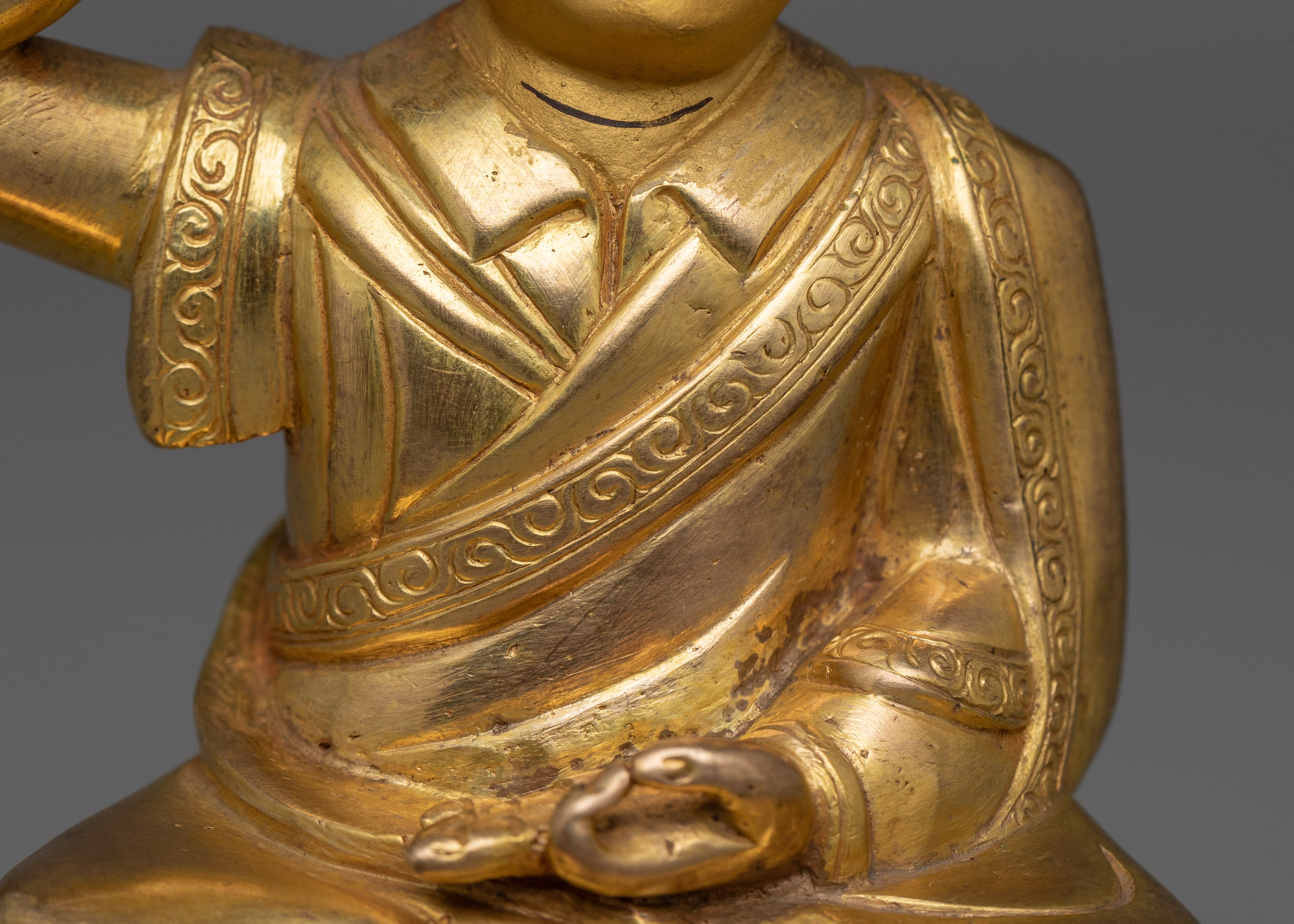 Handmade Golden Karmapa Statue | Also Known as Buddhist Master