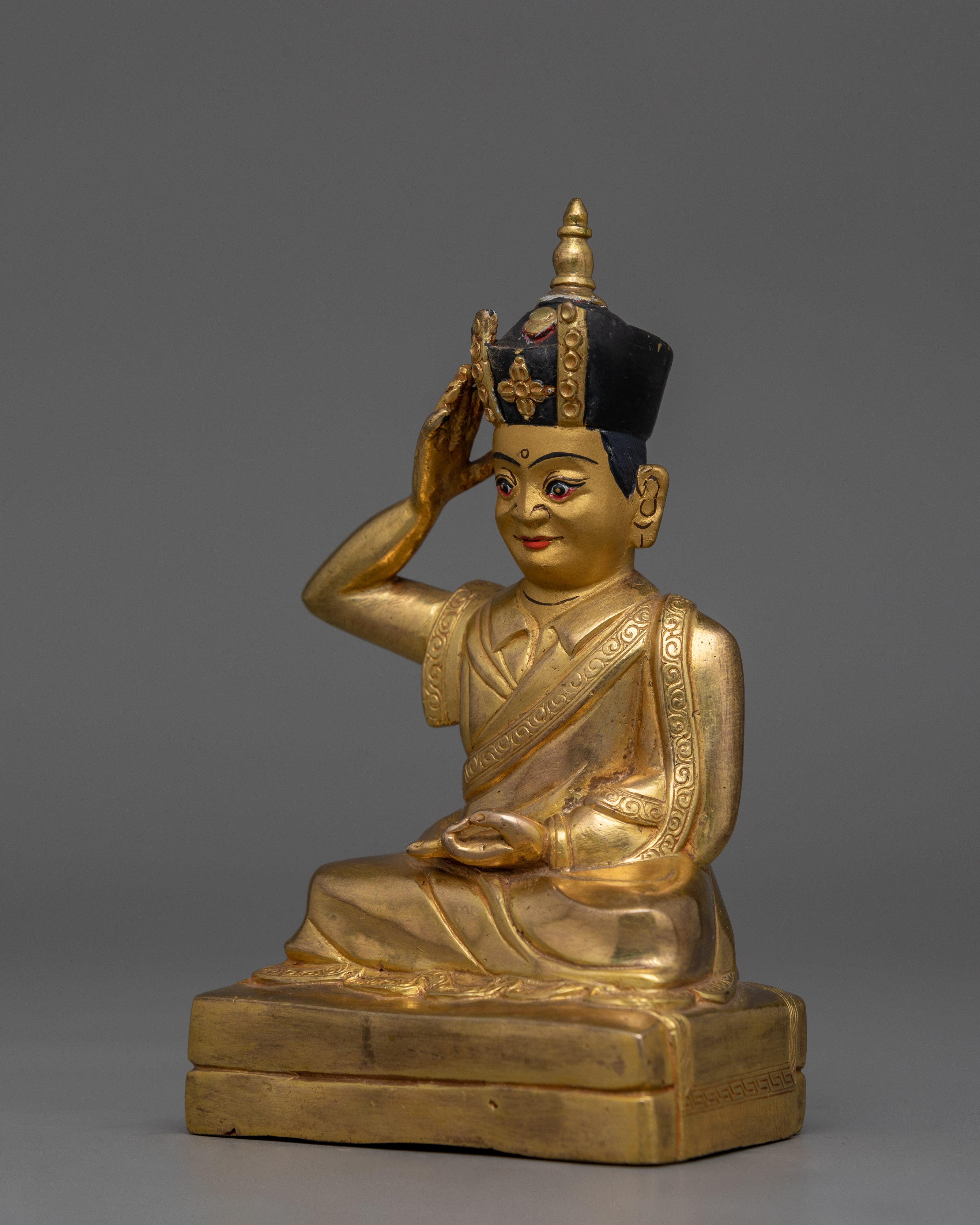 Handmade Golden Karmapa Statue | Also Known as Buddhist Master