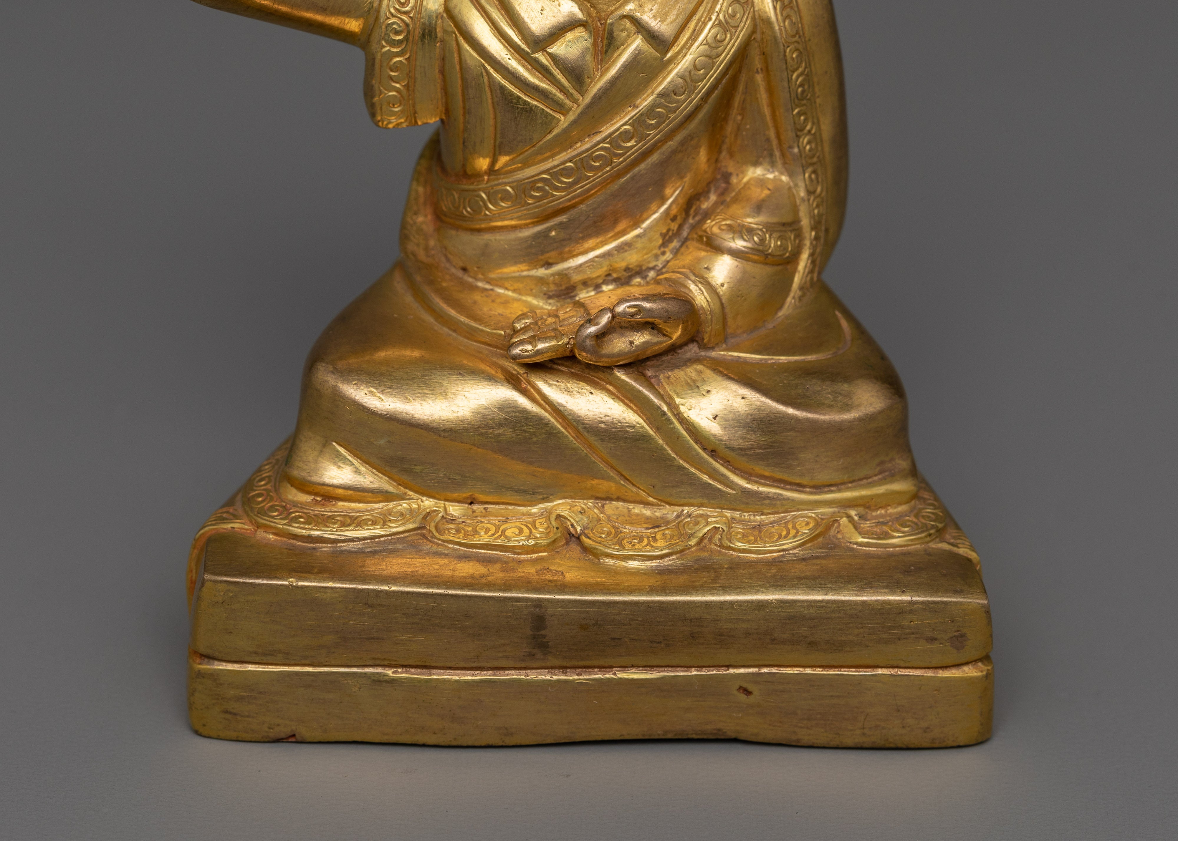 Handmade Golden Karmapa Statue | Also Known as Buddhist Master