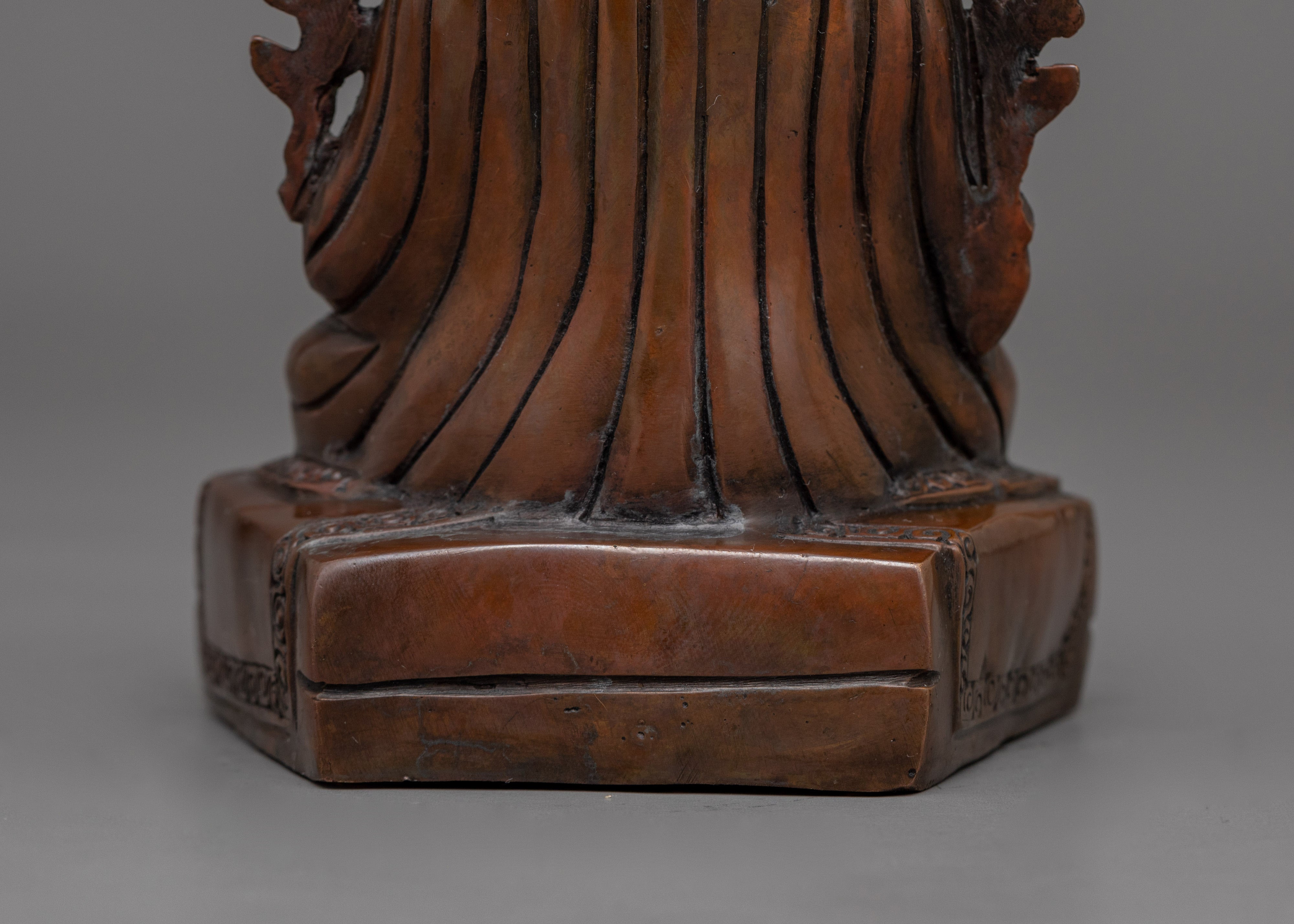 Handmade Buddhist Master Karmapa Sculpture | Oxidized Copper Body Statue