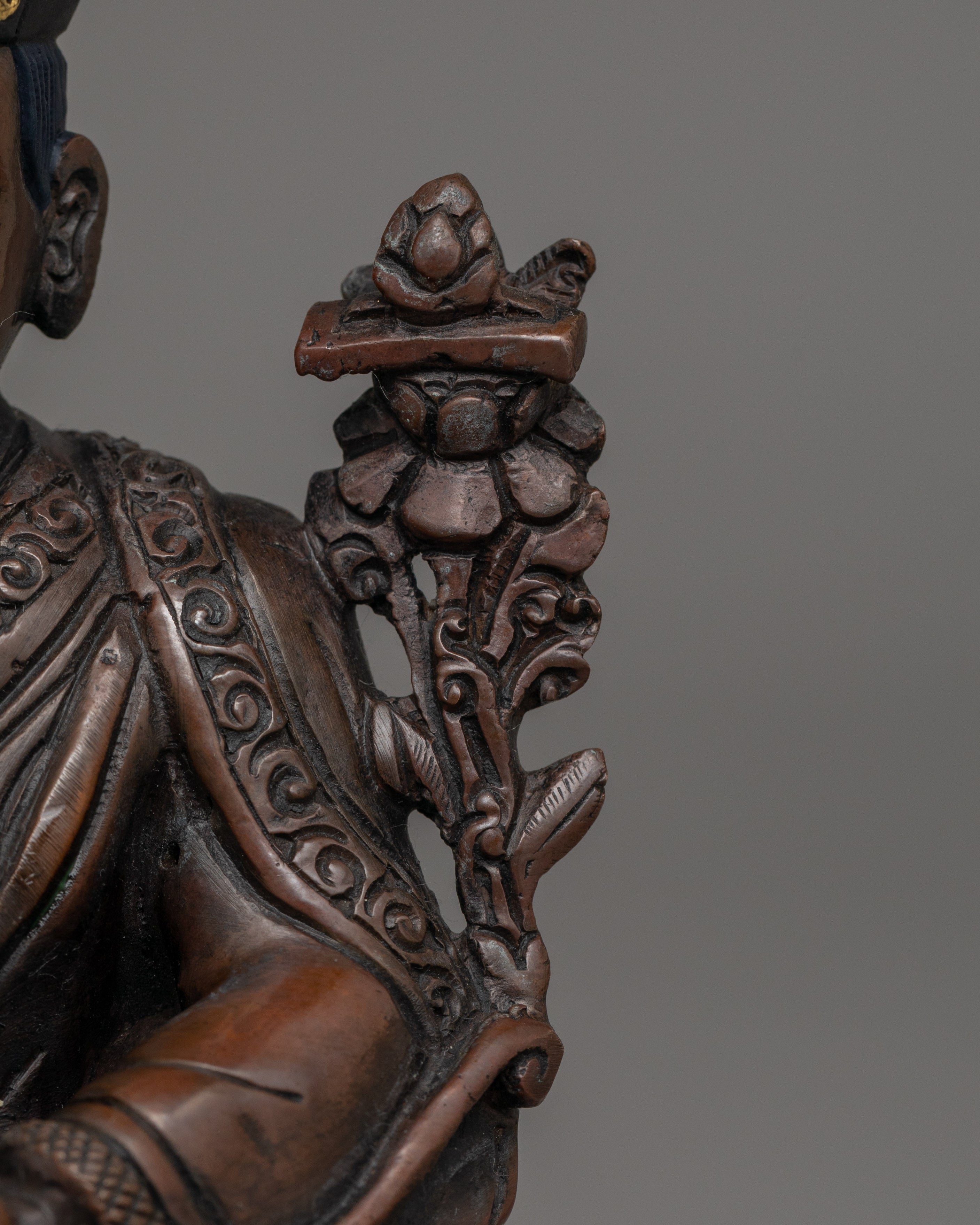 Handmade Buddhist Master Karmapa Sculpture | Oxidized Copper Body Statue