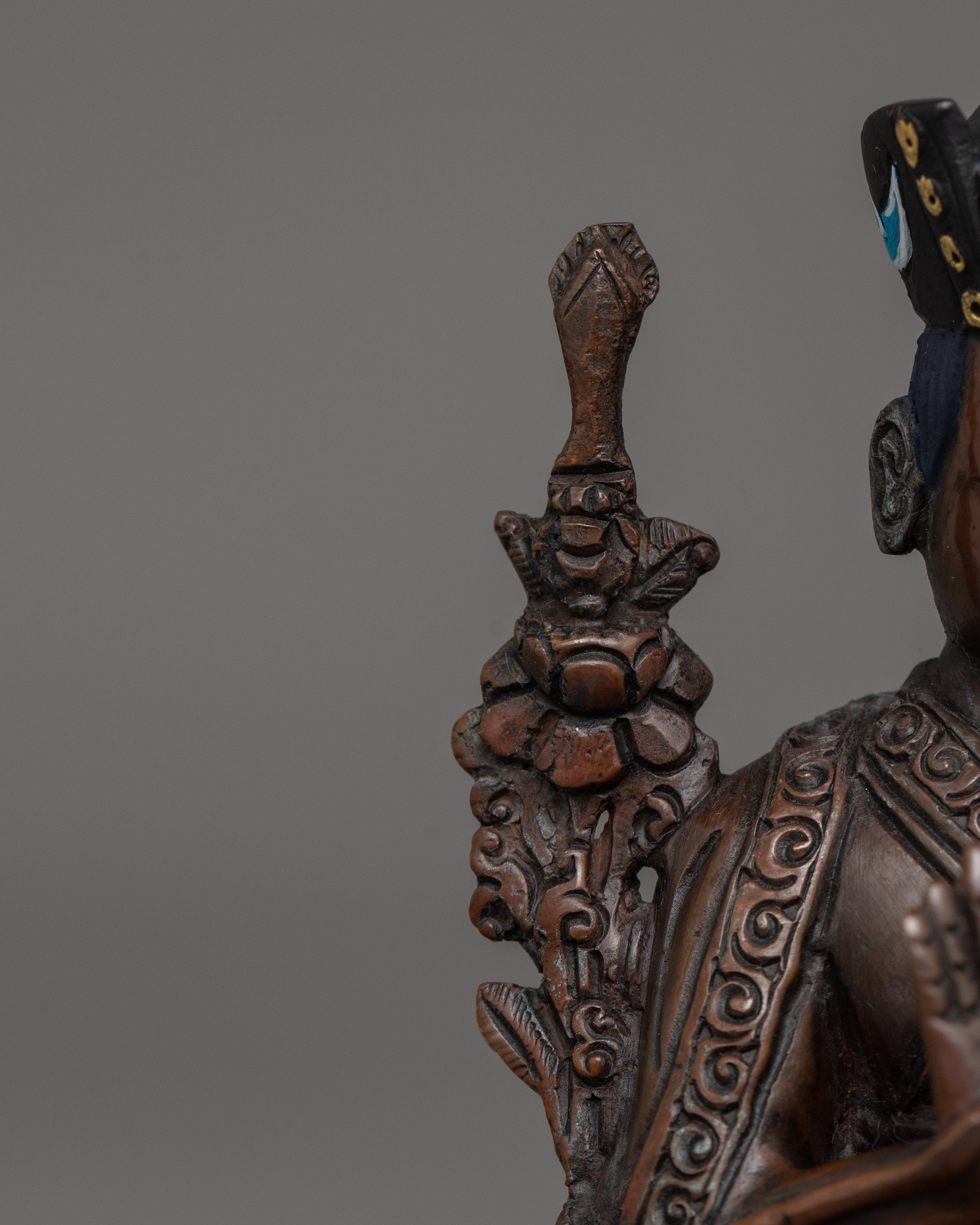 Handmade Buddhist Master Karmapa Sculpture | Oxidized Copper Body Statue