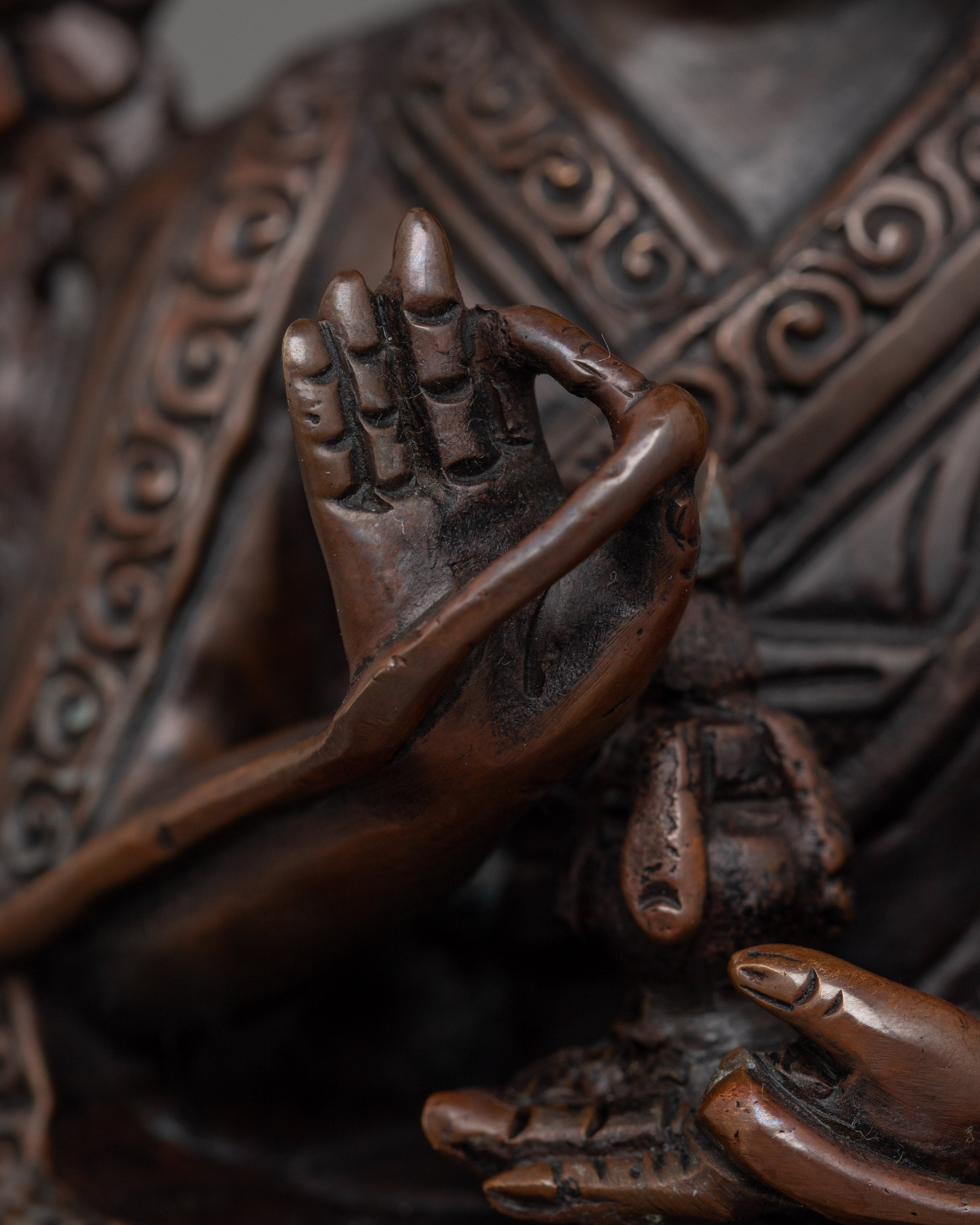 Handmade Buddhist Master Karmapa Sculpture | Oxidized Copper Body Statue