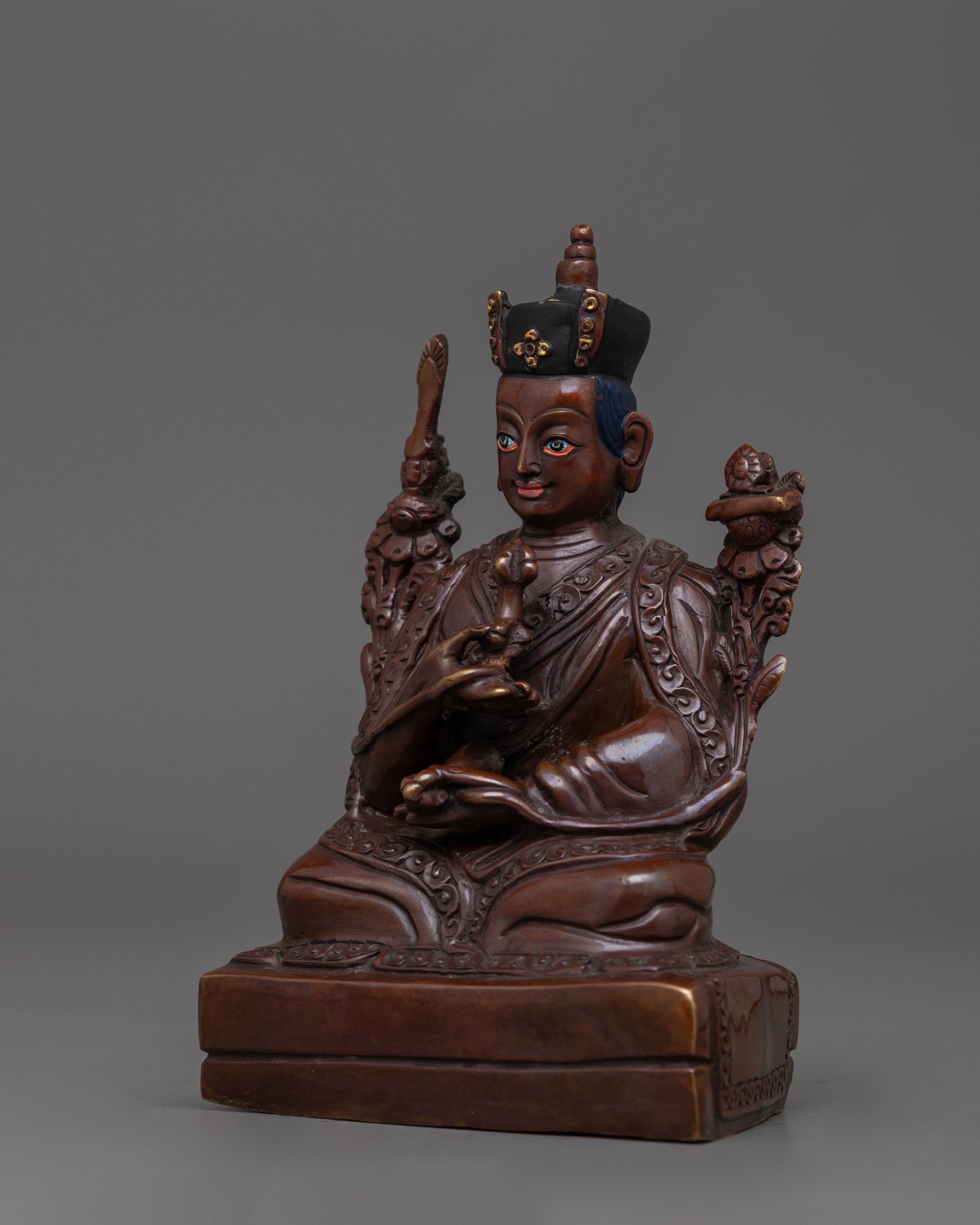 Tibetan Statue of Buddhist Master Karmapa | Oxidized Copper Body Statue