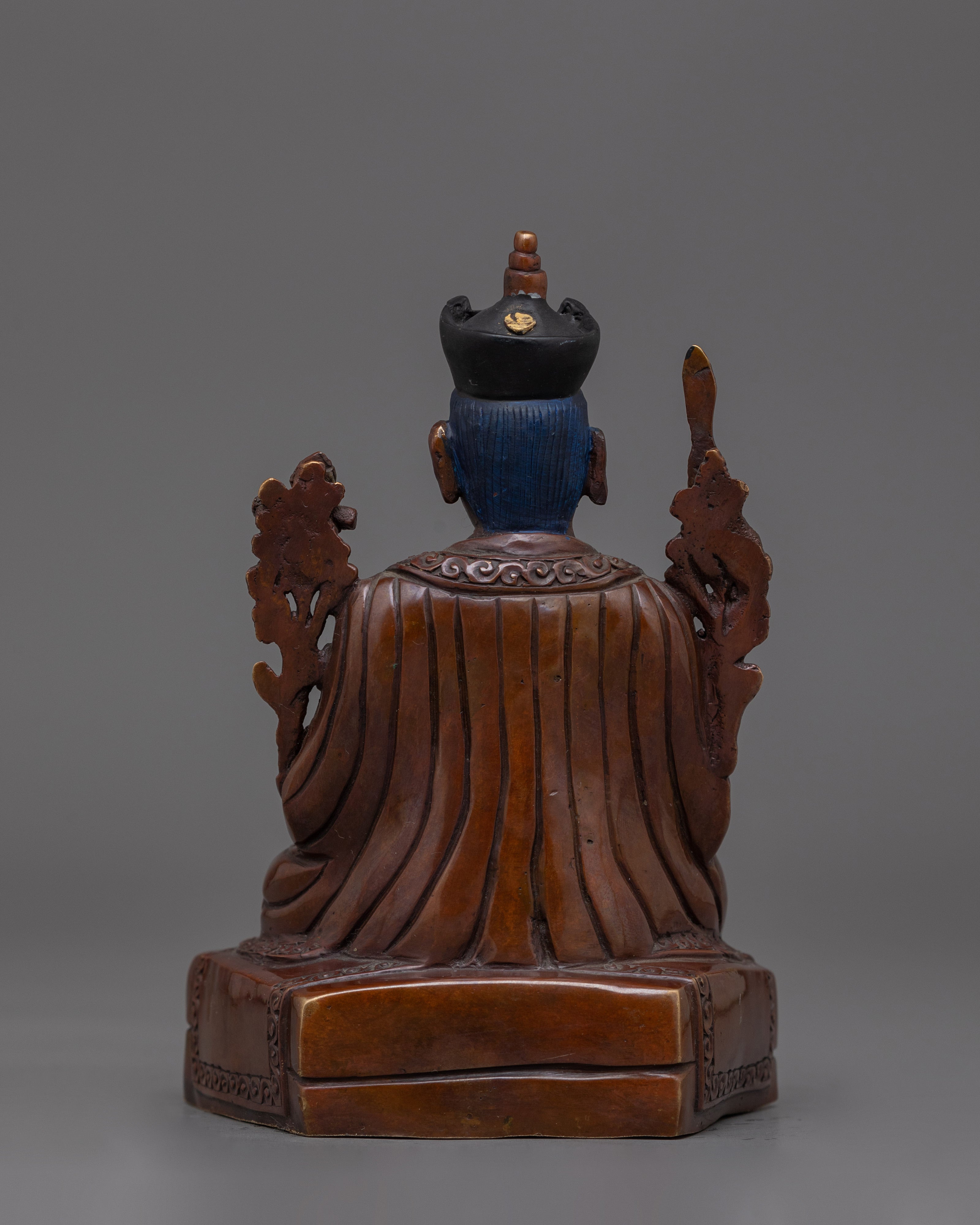 Tibetan Statue of Buddhist Master Karmapa | Oxidized Copper Body Statue